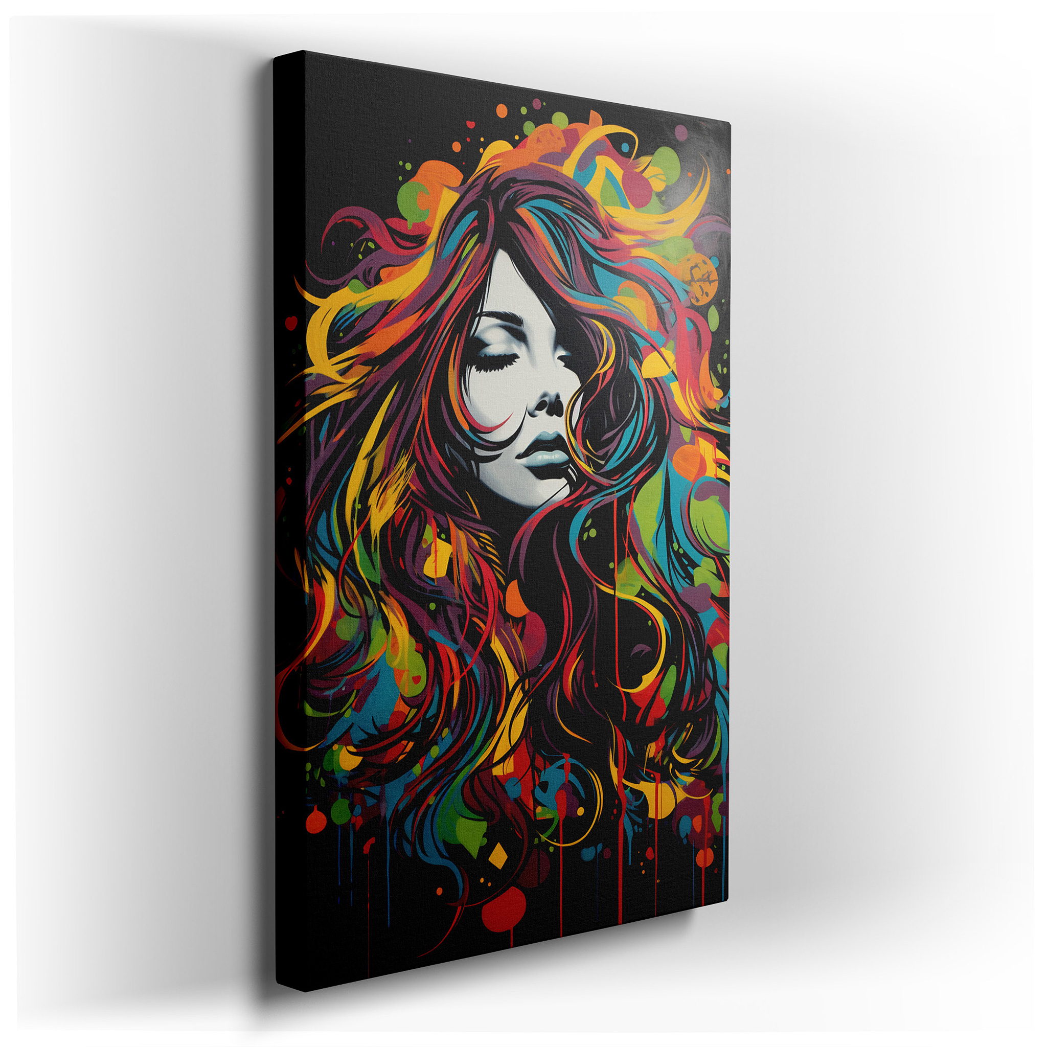 Fiery Thoughts and Vivid Reflections in a Woman's Serene Gaze: Large Wall Art for Office, Bedroom, and Living Spaces