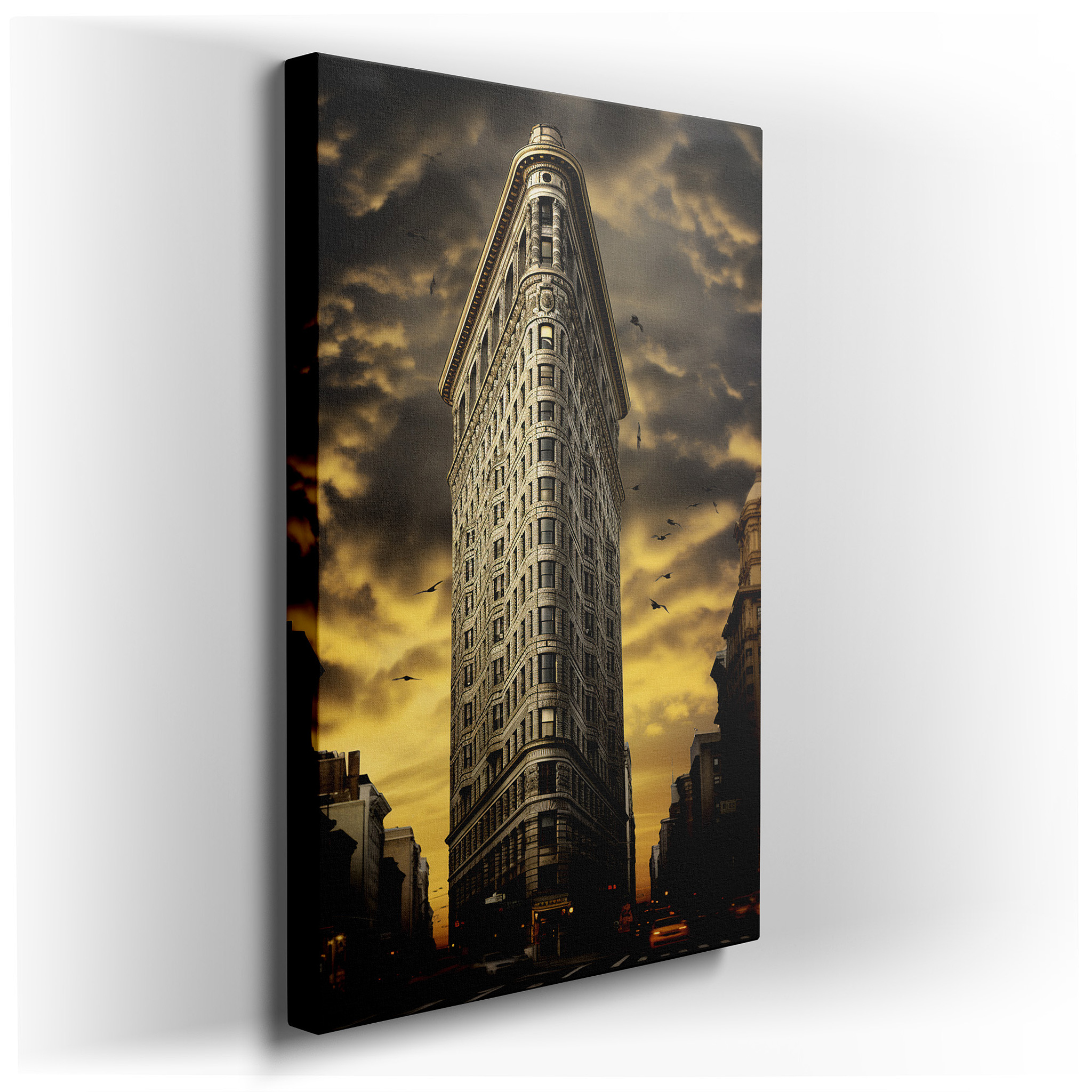 Flatiron Building at Sunset: A Tribute to New York's Architectural Grandeur - Large Canvas Wall Art for Office Decor