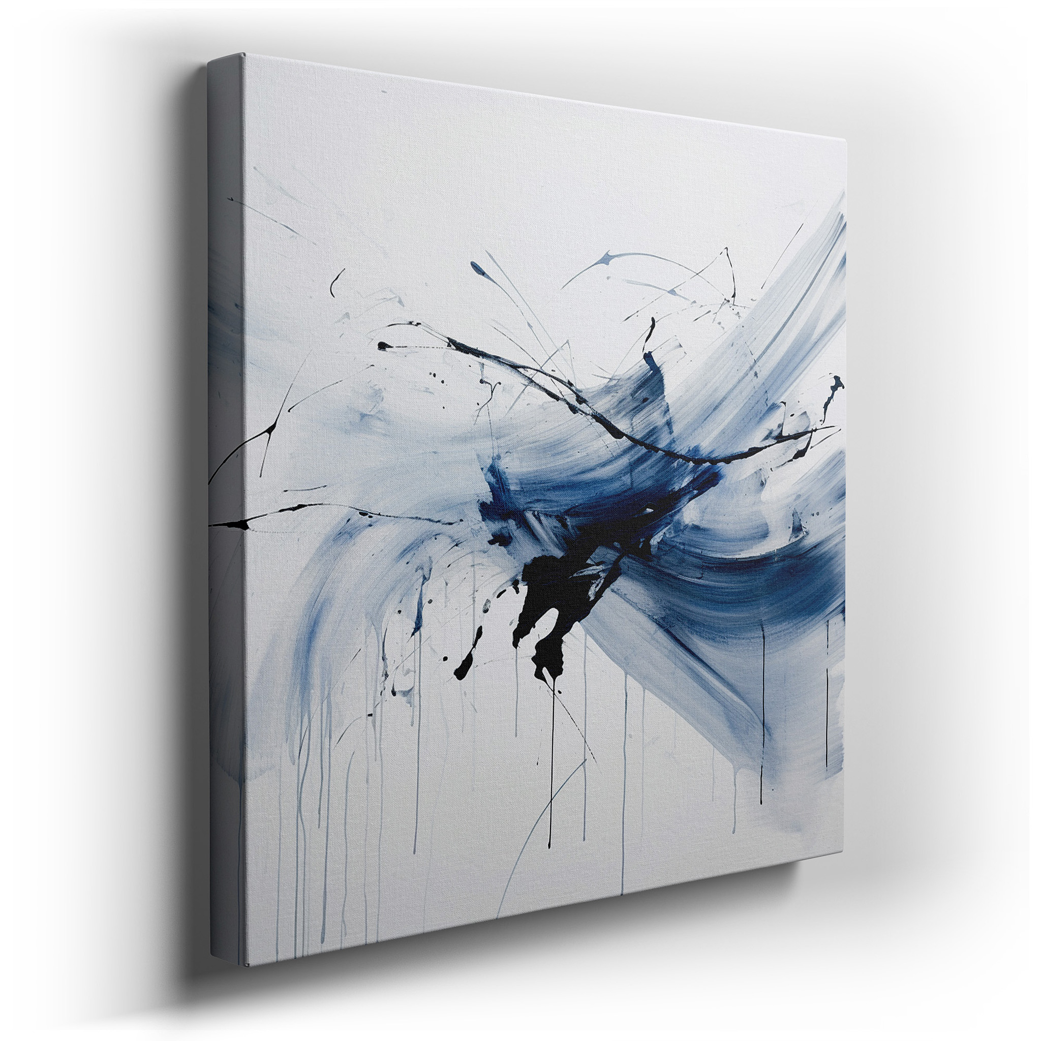 Fluid Blues Symphony - Enchanting Abstract Large Canvas Wall Art, Perfect for Office or Bedroom Decor wrapped canvas -