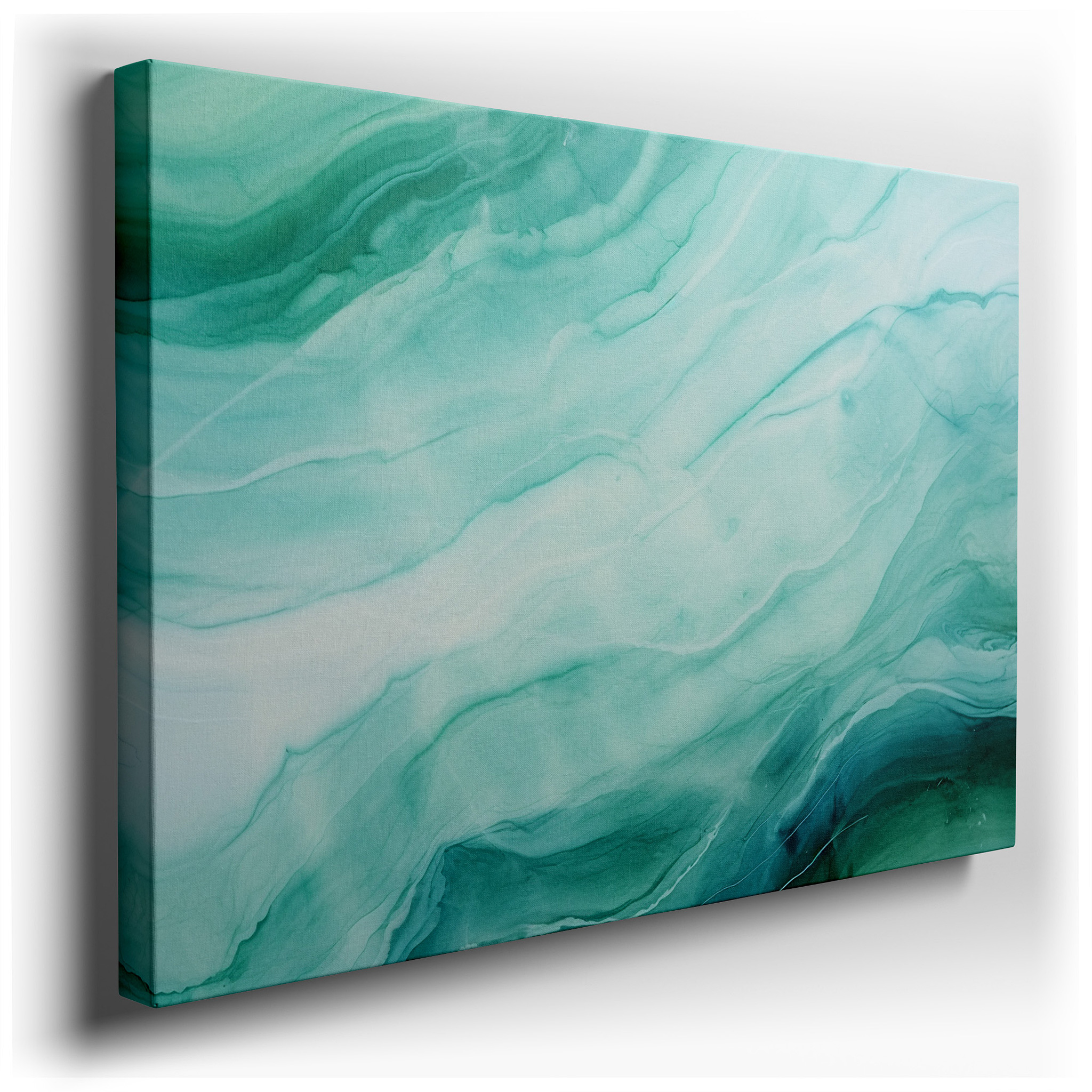 Fluid Forms and Bright Hues: A Ballet of Greens and Blues - Large Wall Art, Canvas Wall Art, Wall Decor for Office and