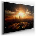 Futuristic Cityscape at Sunset - Abstract Canvas Wall Art