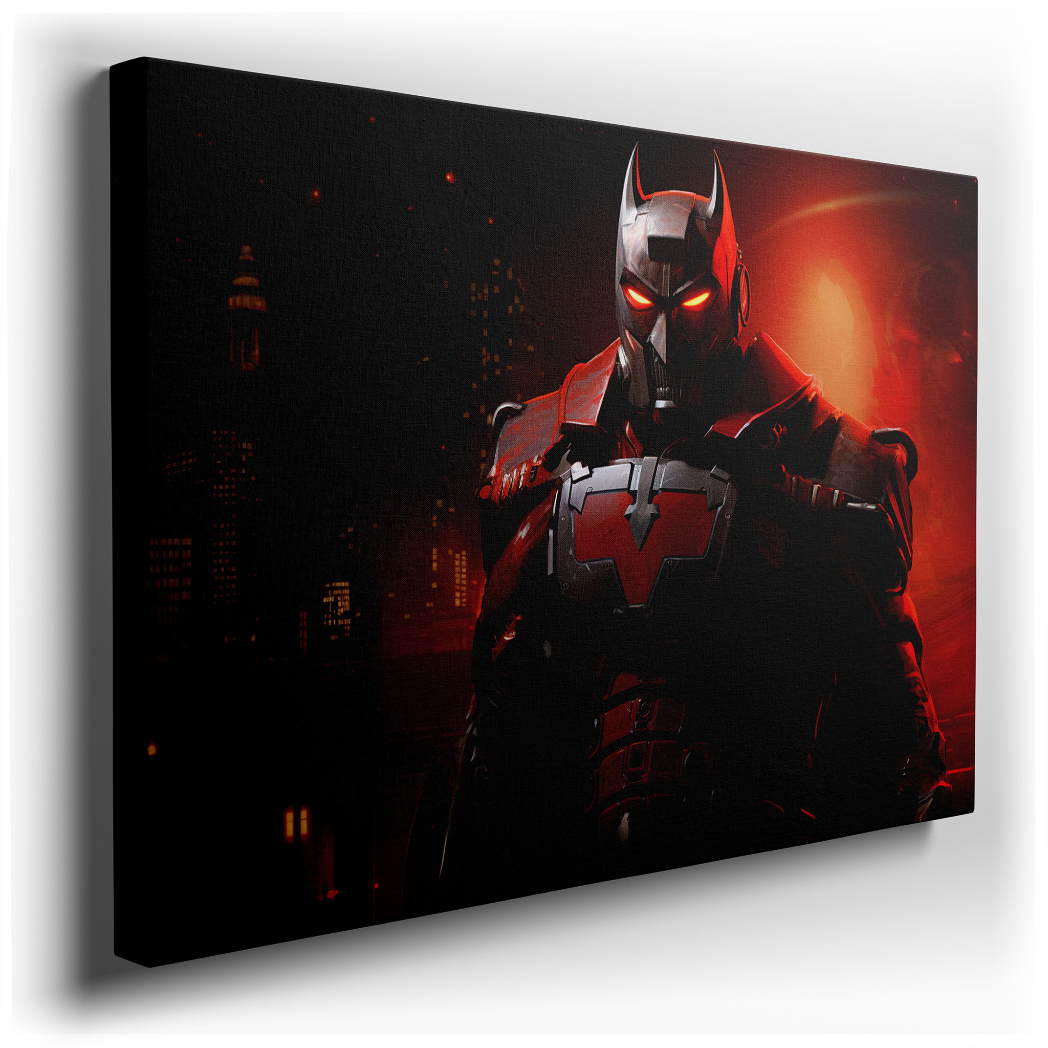 Futuristic Robotic Hero in Urban Shadows: A Symbol of Resilience and Technological Wonder - Large Wall Art, Canvas Wall