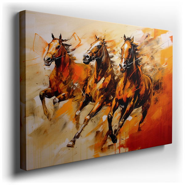 Galloping Horses - Warm Colors Canvas Wall Art