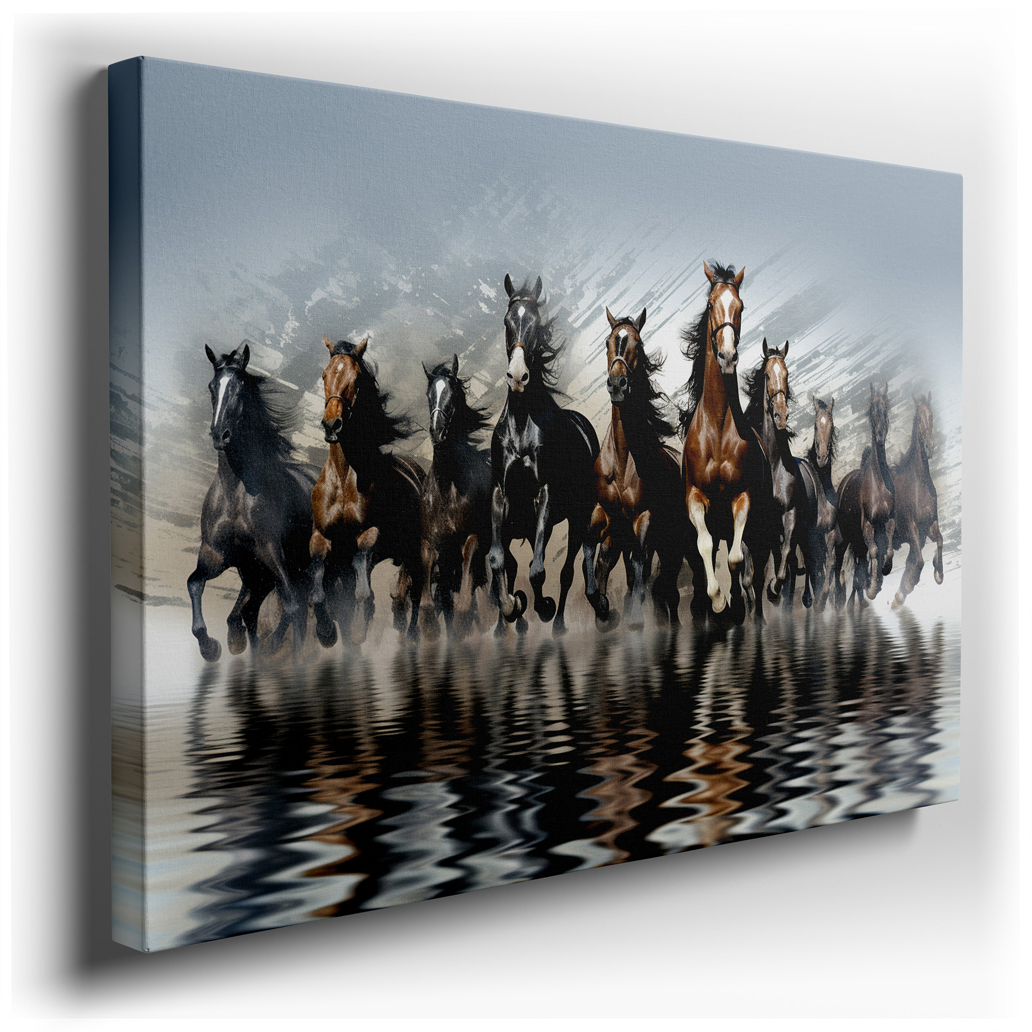 Galloping Horses Wall Art: Embodying Freedom and Grace in Ethereal Mist - Ideal for Office, Living Room, or Bedroom