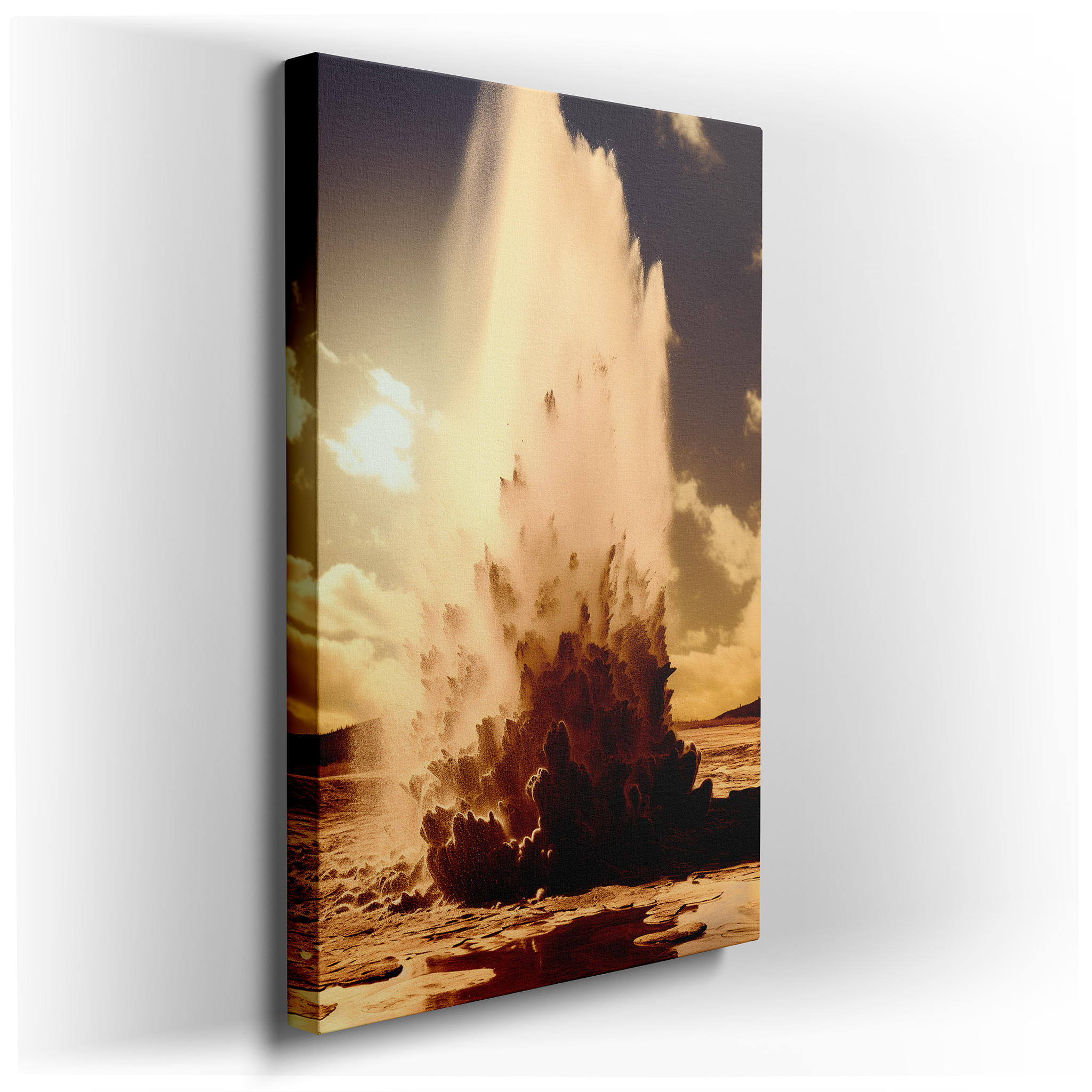 Geyser Eruption in Wild Majesty: A Stunning Exhibition of Nature's Force - Large Canvas Wall Art for Office and Bedroom