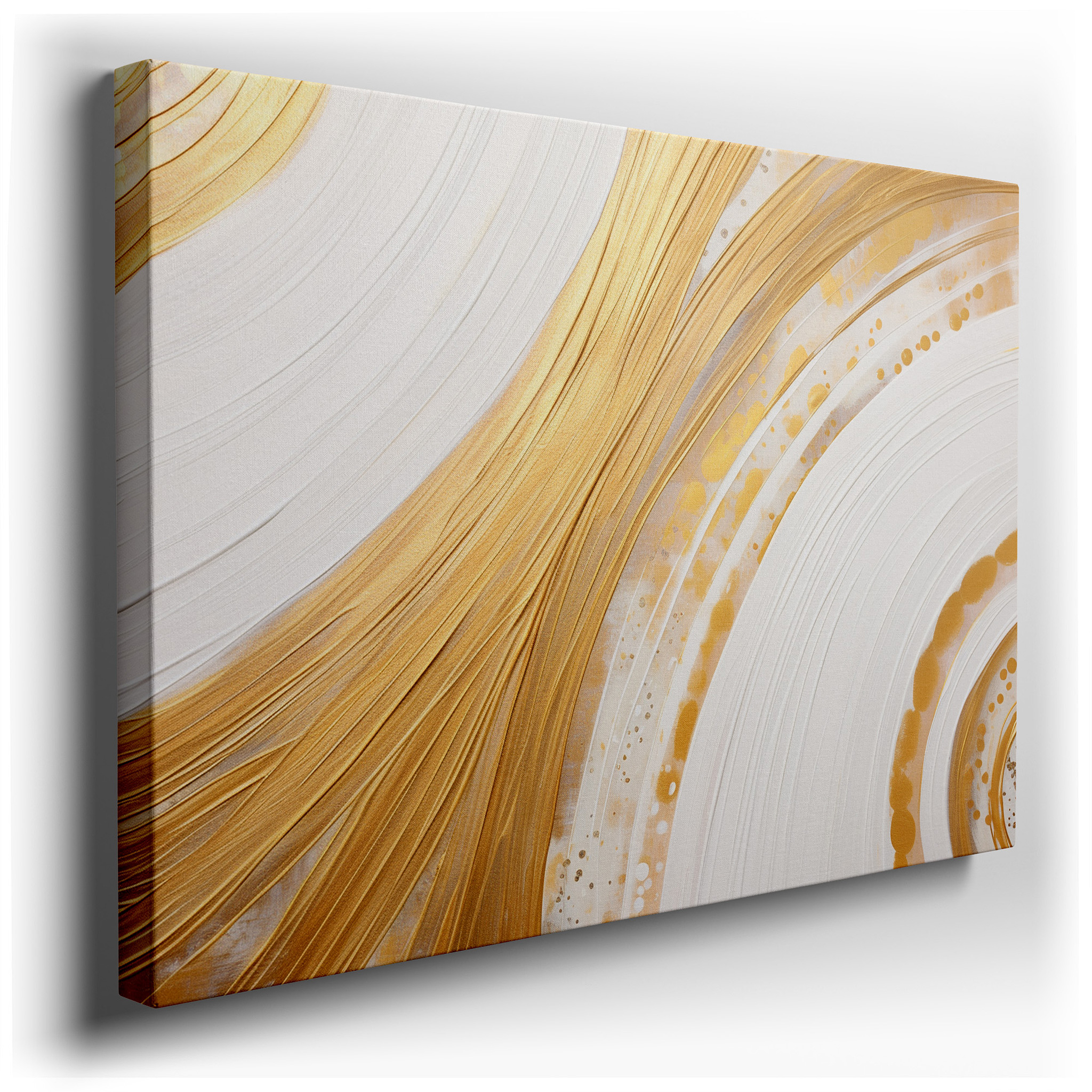 Gold and White Elegance, Abstract Harmony for Luxurious Spaces: Large Wall Art, Canvas Wall Art, Wall Decor for Offices
