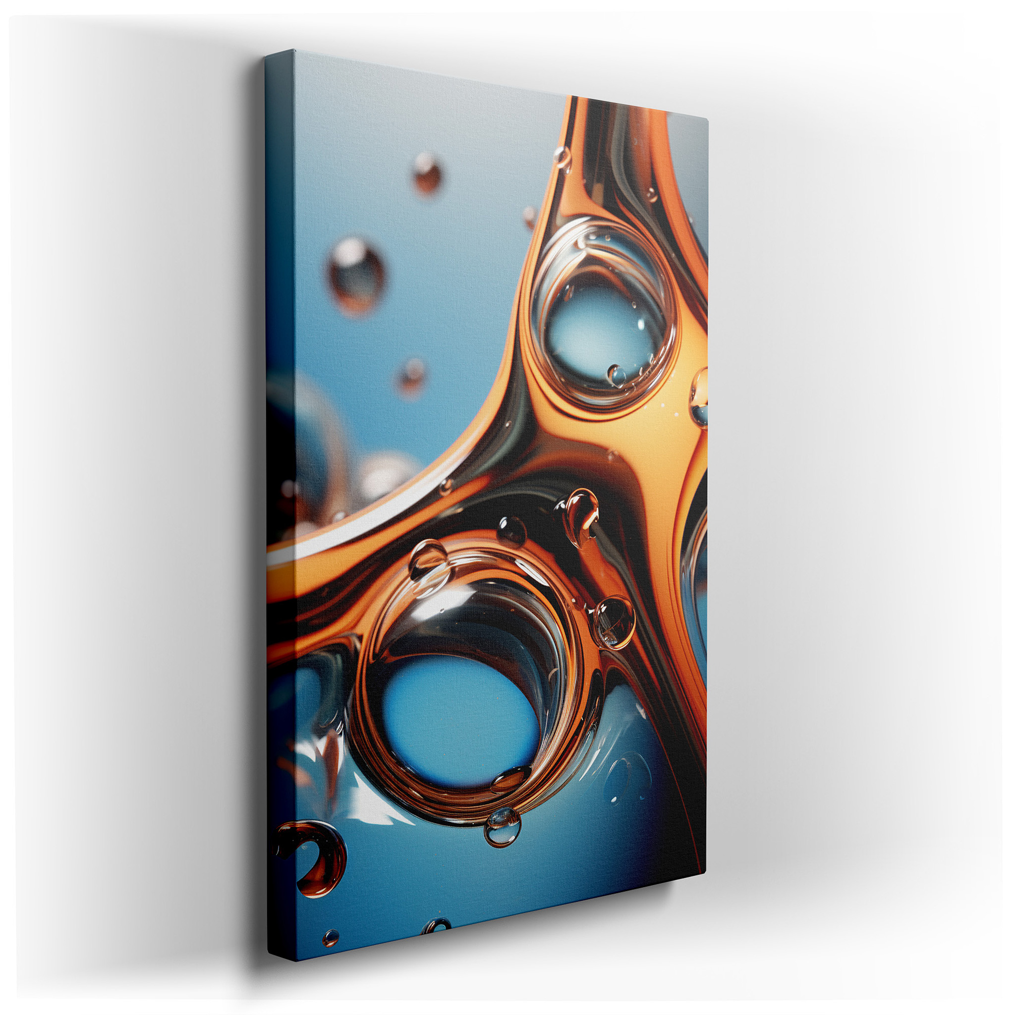 Golden Amber Liquid and Bubbles Canvas Print, Large Wall Art for Office or Bedroom Decor wrapped canvas - main product