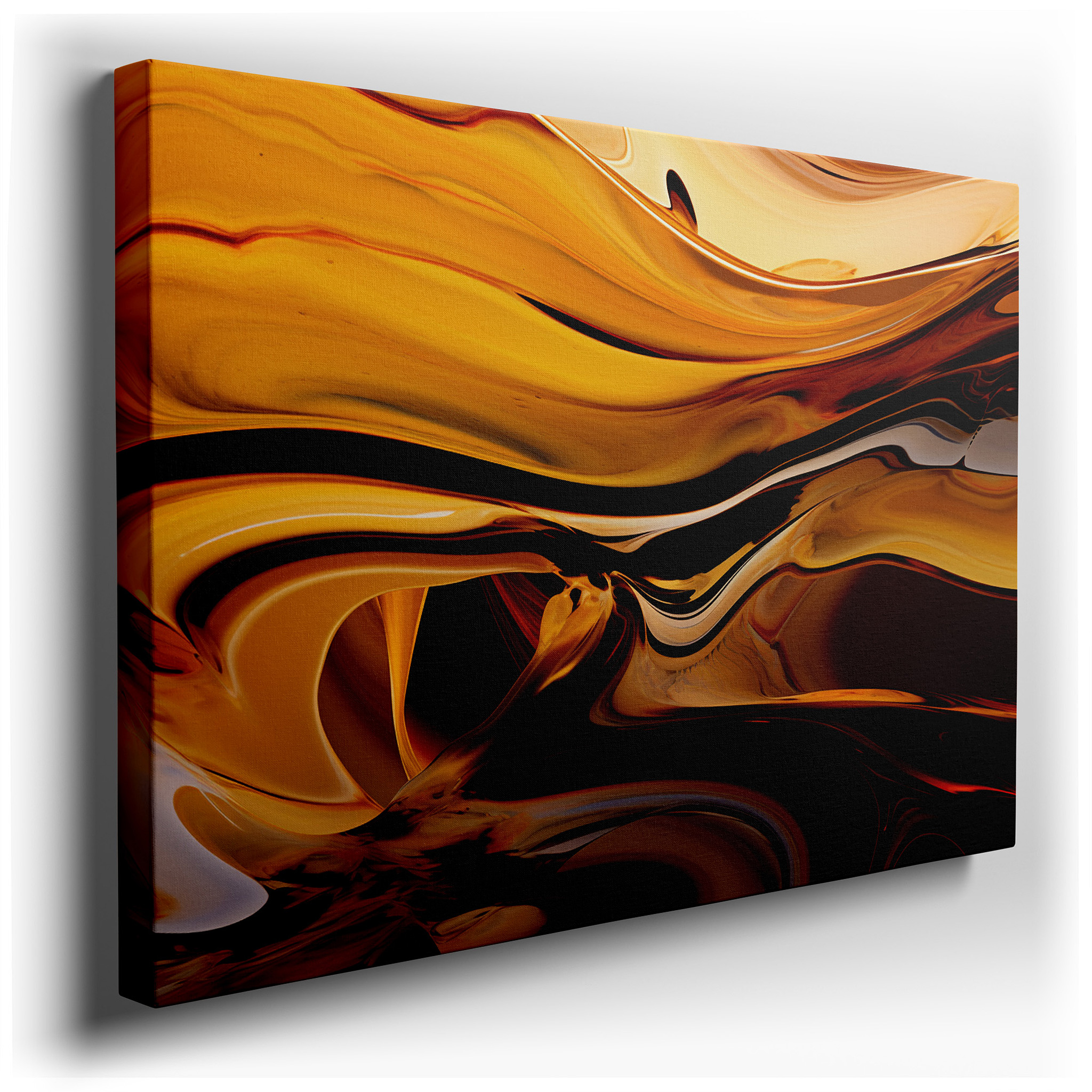 Golden and Brown Swirls in Abstract Design, Stunning Natural and Artistic Fusion, Large Canvas Wall Art for Home and