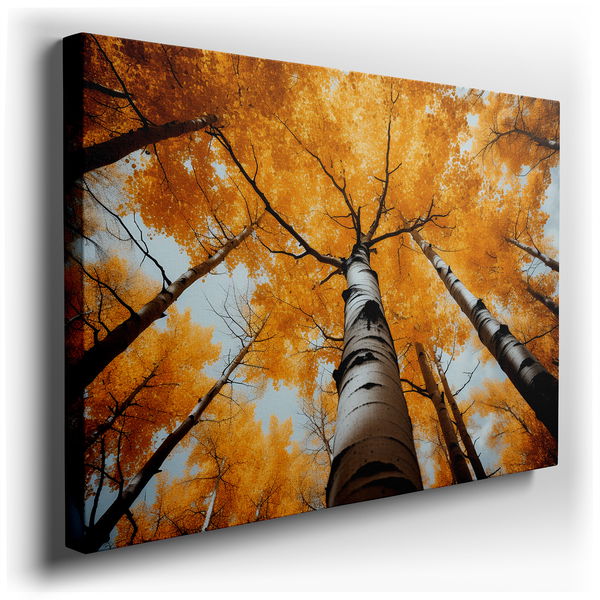 Golden Autumn Canopy - Enchanting Forest Canvas Wall Art