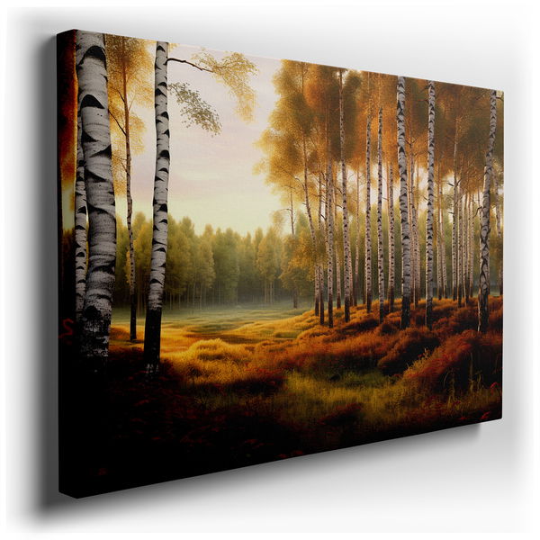 Golden Birch Trees - Tranquil Autumn Canvas Wall Art
