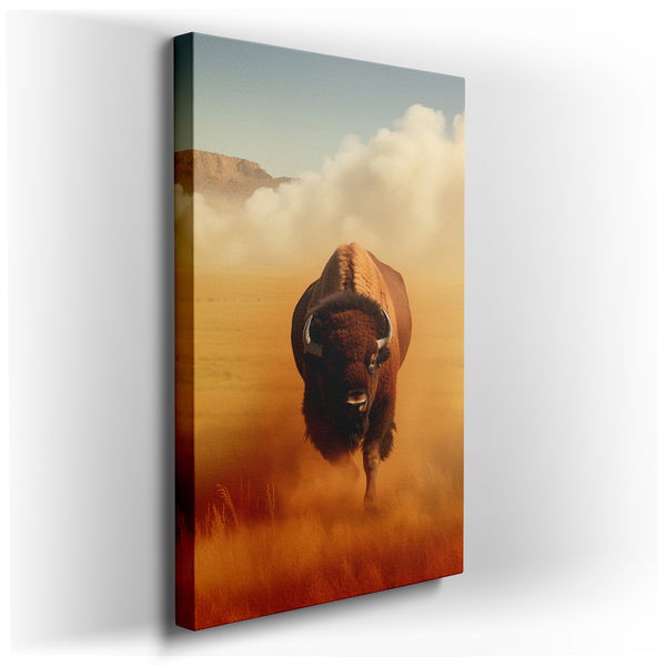 Golden Dust Majestic Bison - Expressive Realism Canvas Wall Art