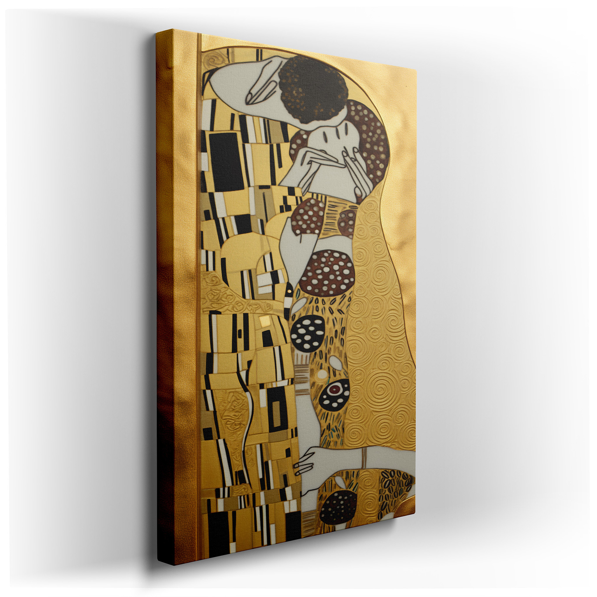Golden Embrace of Passion and Unity Large Wall Art in Warm Hues, Canvas Wall Art for Office, Bedroom, and Living Room