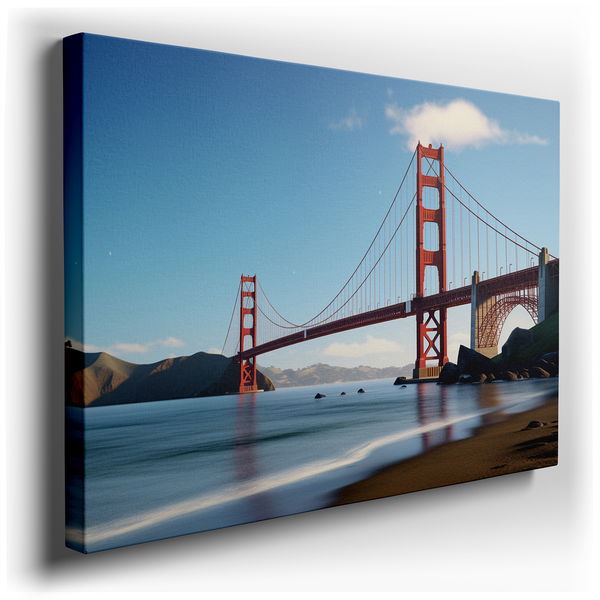 Golden Gate Bridge - Contemporary Blue Canvas Wall Art