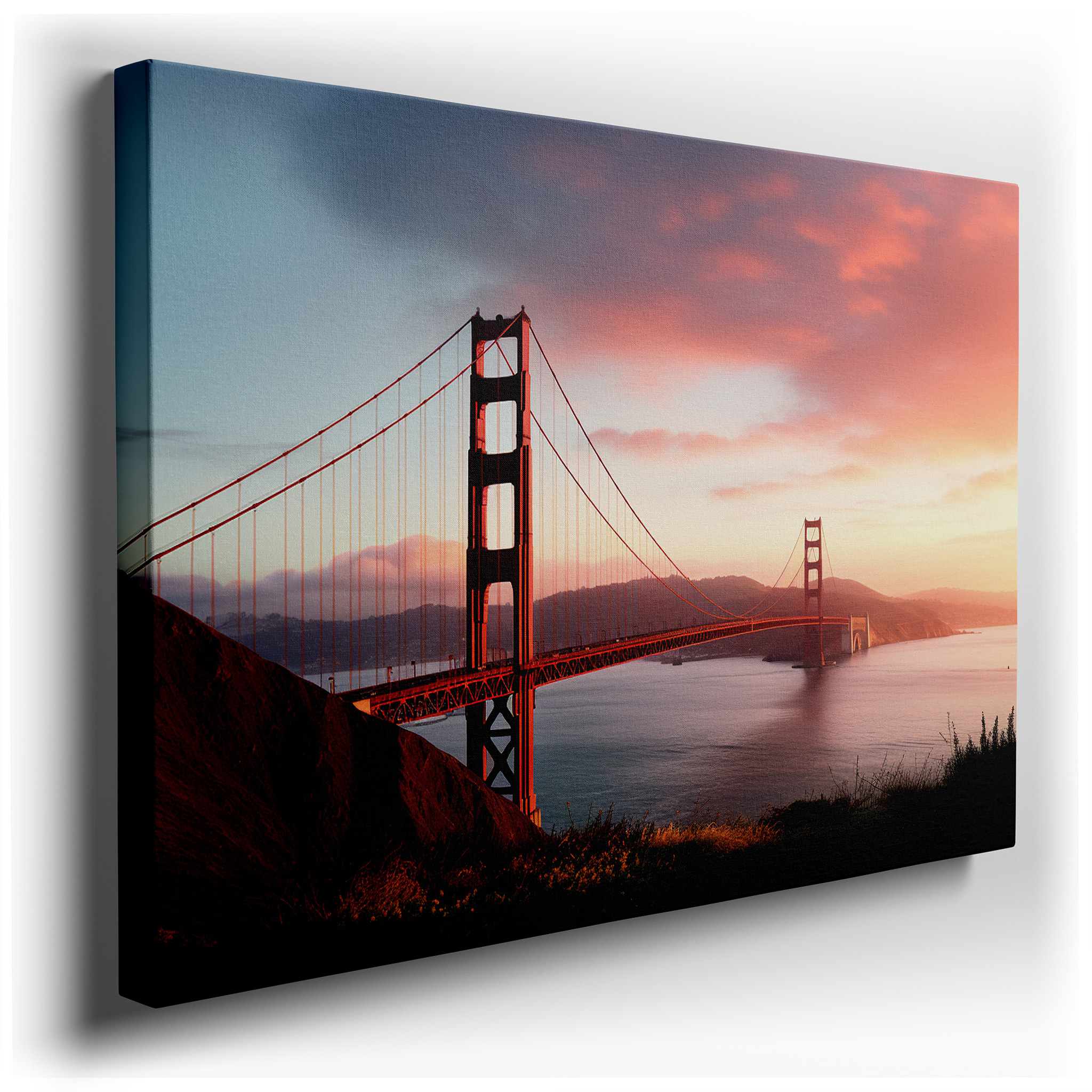 Golden Gate Bridge at Sunset: A Stunning Display of San Francisco's Iconic Beauty - Large Canvas Wall Art for Home and