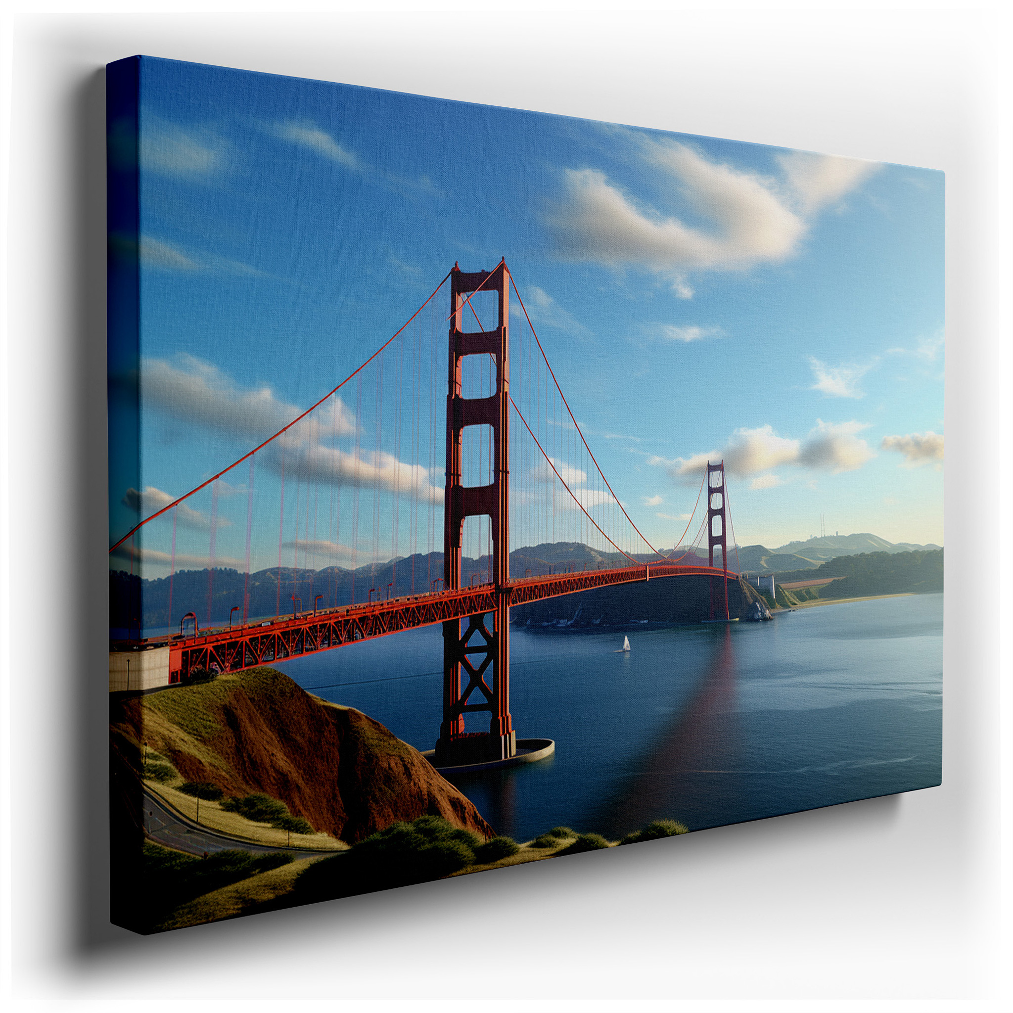 Golden Gate Bridge Wall Art: Majestic Scene with Tranquil San Francisco Skies - Large Canvas for Home and Office Decor,