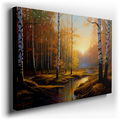 Golden Hour Glow Over Tranquil Birch Forest - Impressionist Canvas Wall Art