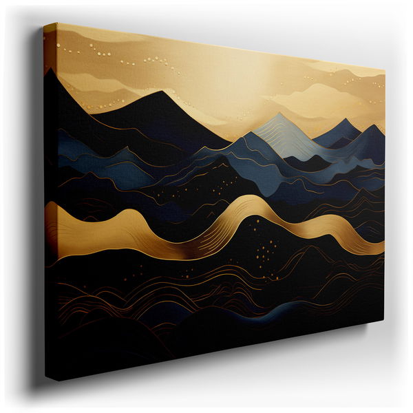 Golden Hued Abstract Mountain - Canvas Wall Art