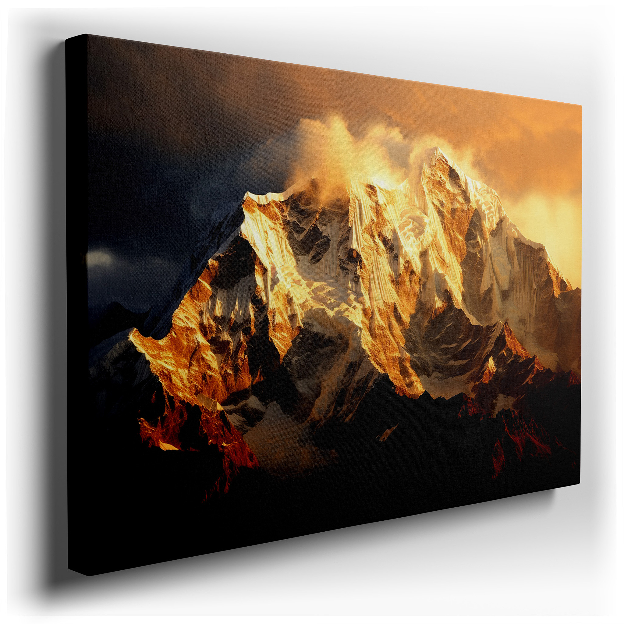 Golden Light on Majestic Peaks: A Striking Display of Nature's Splendor, Large Canvas Wall Art for Home and Office