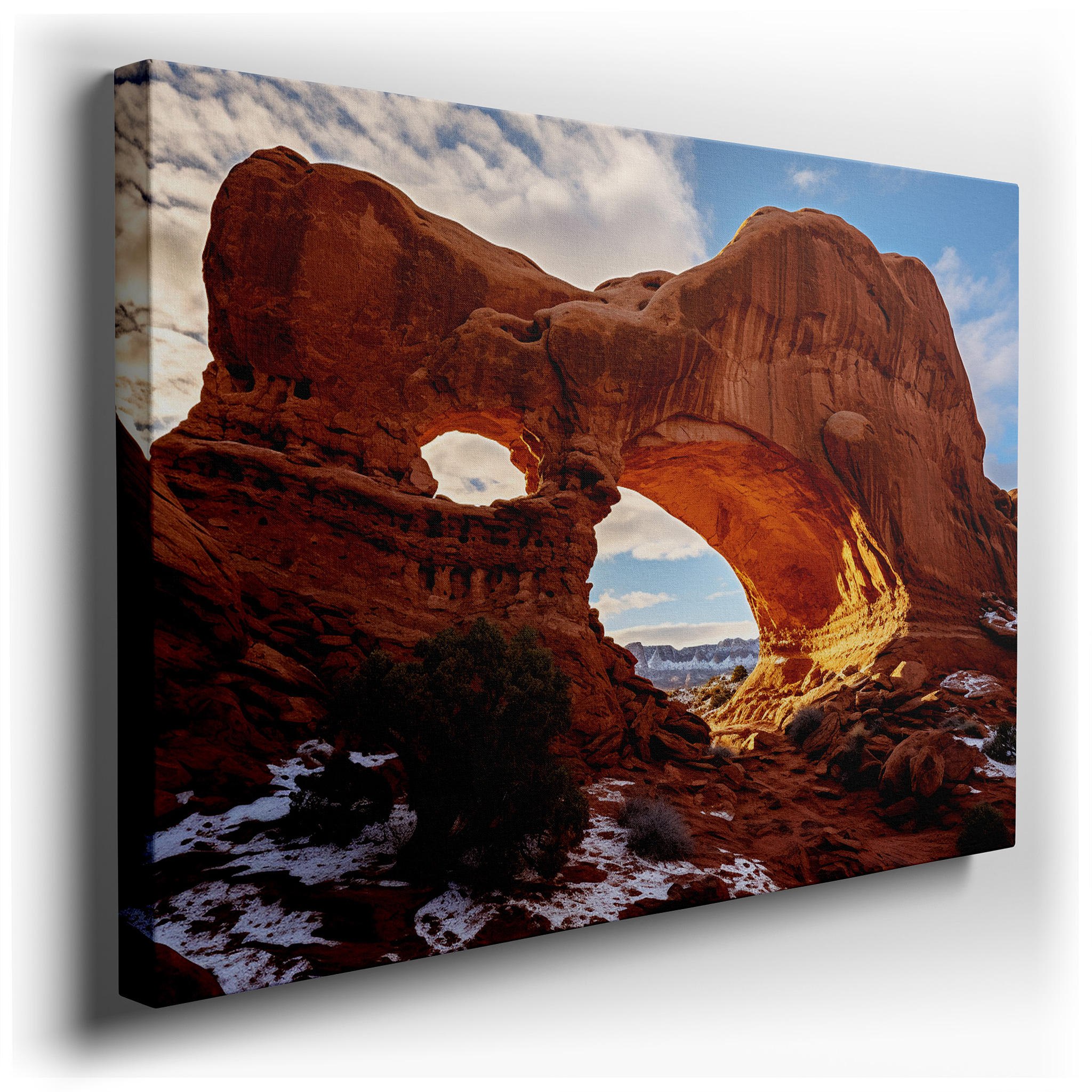Golden Sunlit Majestic Arches: Windows to the World - Large Canvas Wall Art for Office and Bedroom Decor wrapped canvas