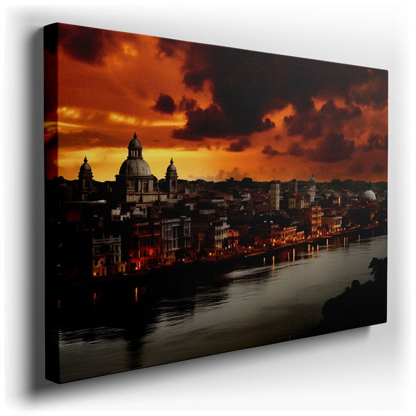 Golden Sunset Over Historic Cityscape - Urban Canvas Wall Art