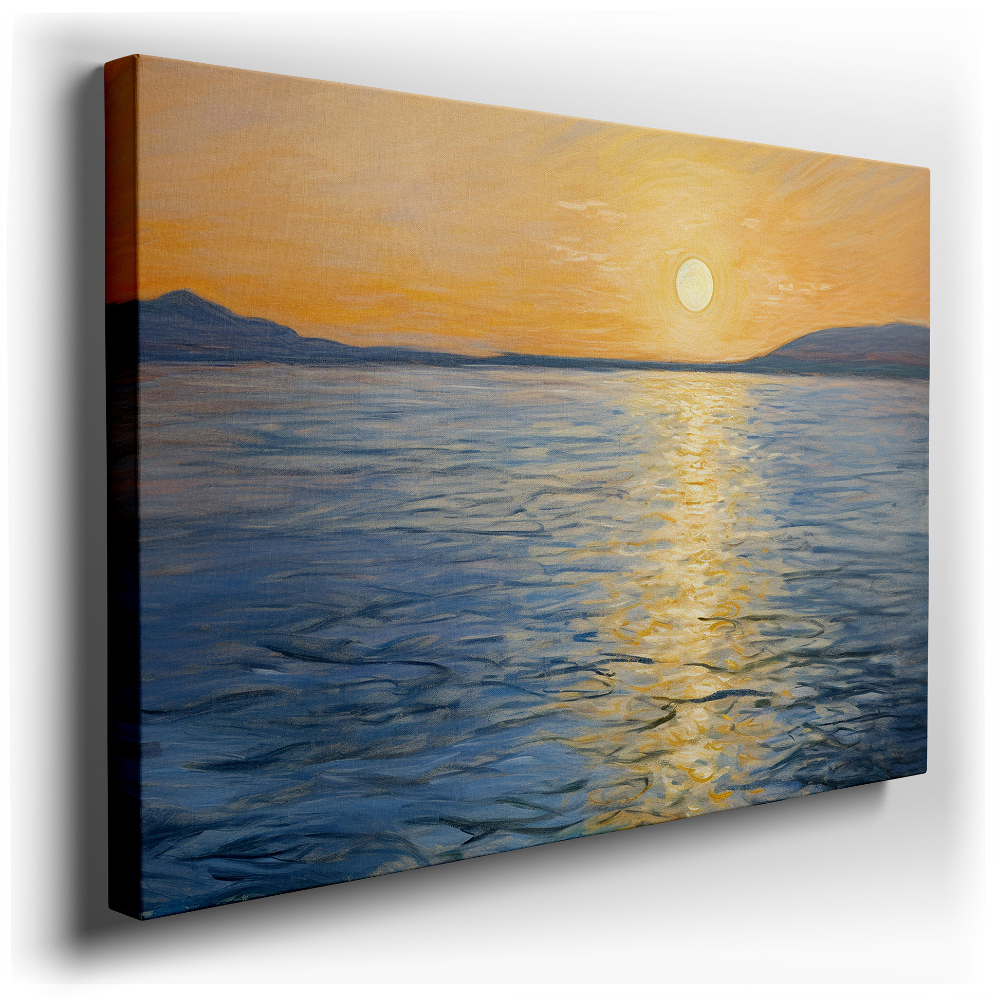 Golden Sunset Over Tranquil Sea - Experience Serenity with Nature's Splendor Large Wall Art, Canvas Wall Art, Wall