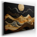 Golden Waves and Bright Moon - Canvas Wall Art