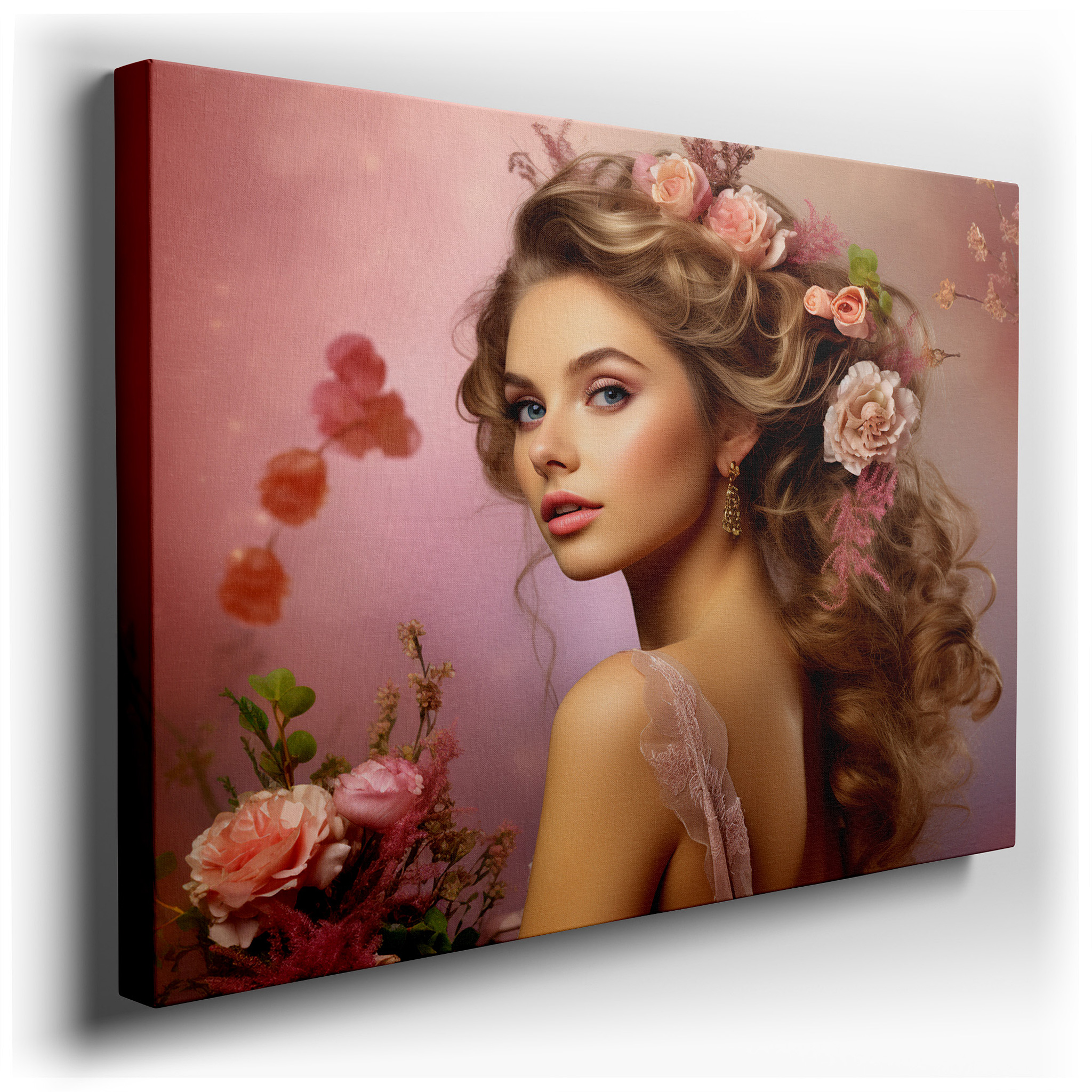 Graceful and Timeless Femininity Captured in Nature - Inspired Large Wall Art for Office and Bedroom Decor wrapped