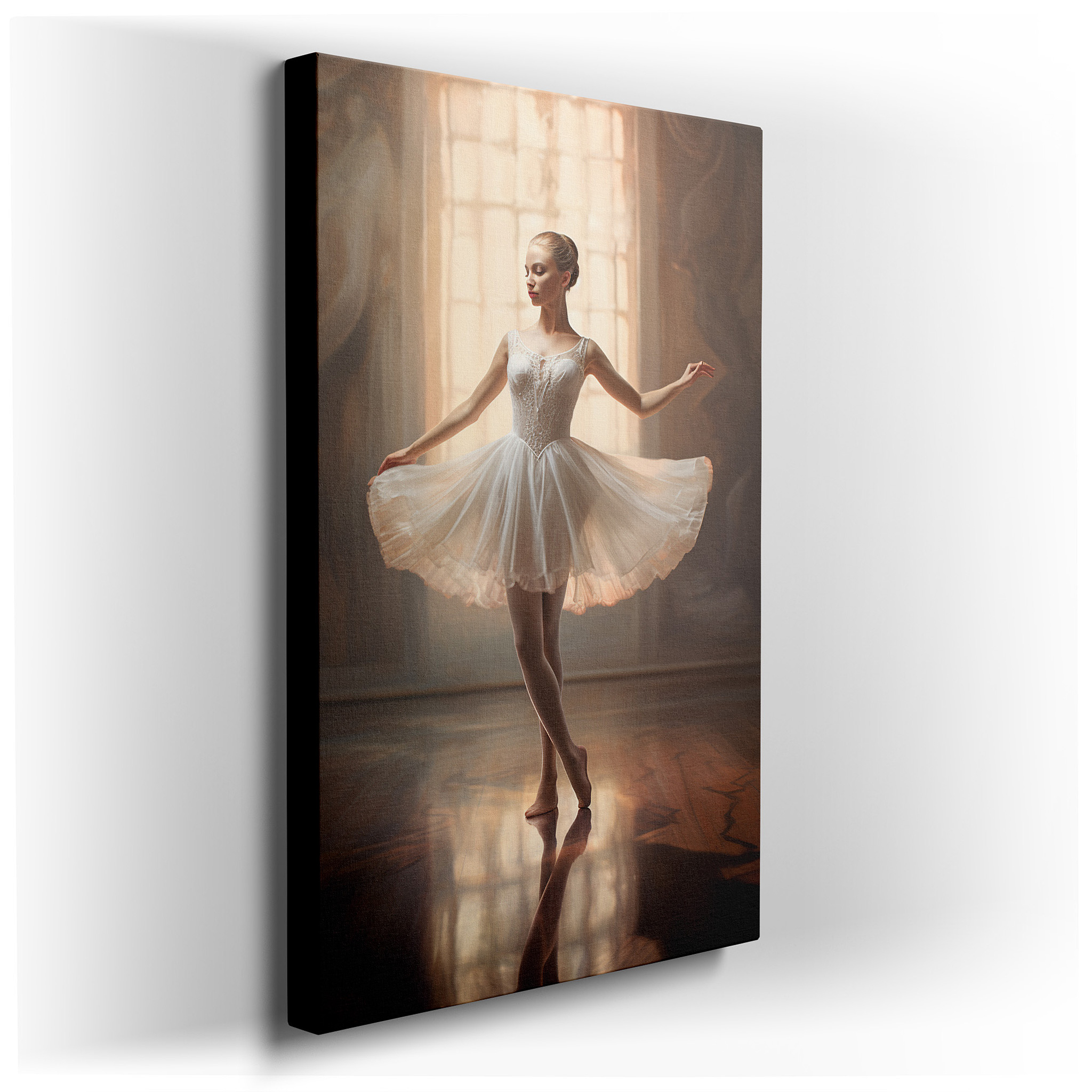 Graceful Ballerina in Twirl Wall Art: Capturing Elegance and Poise with Soft Lighting, Ideal for Home and Office Decor,