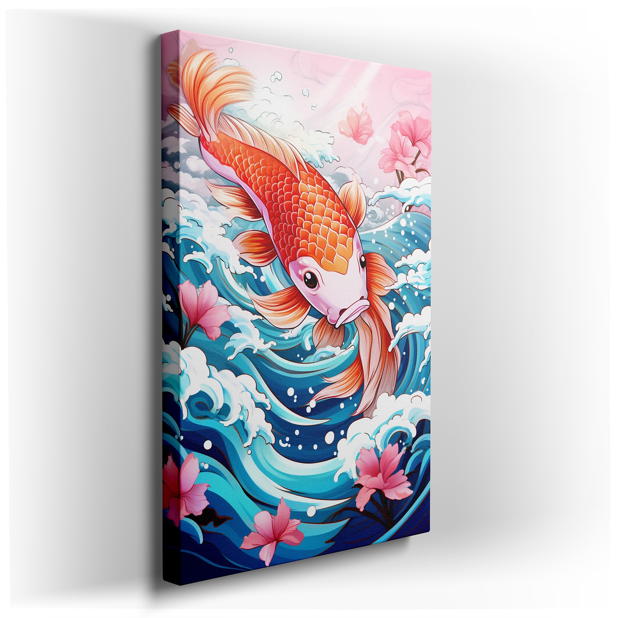 Graceful Koi Fish Swimming in Peaceful Waters, Tranquil and Elegant Large Wall Art, Canvas Wall Art, Wall Decor for