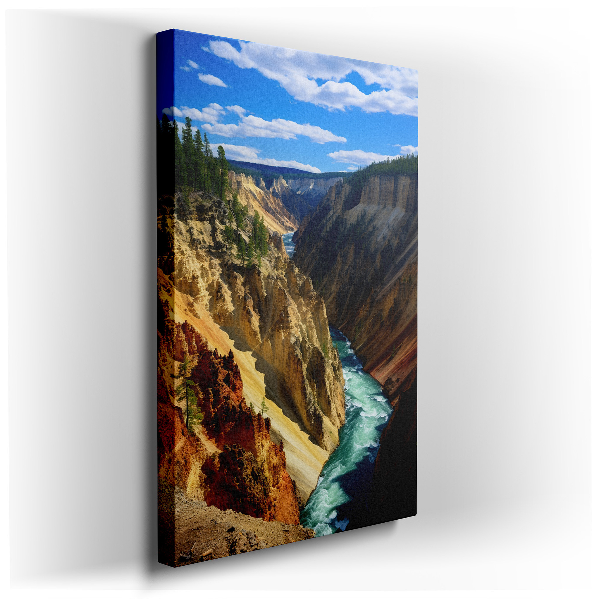 Grand Canyon Majesty: Vibrant Rock Formations and Tranquil Waters - Large Canvas Wall Art for Office and Bedroom Decor
