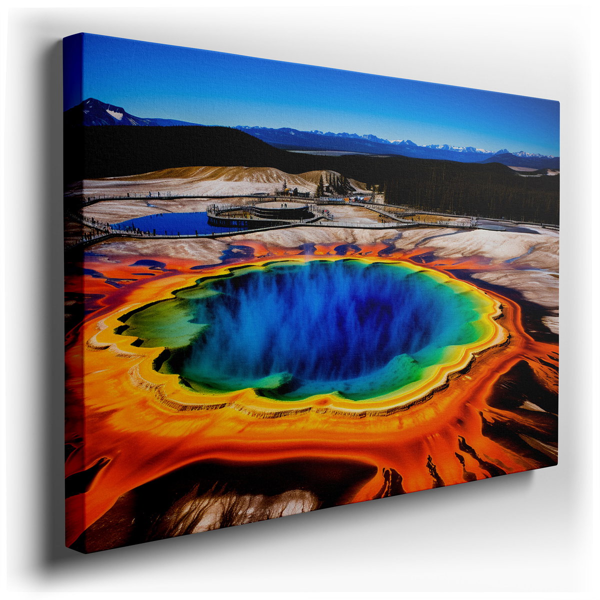 Grand Prismatic Spring Aerial View - Colorful Canvas Wall Art