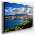 Honolulu Coastline and Diamond Head Crater - Tropical Paradise Canvas Wall Art