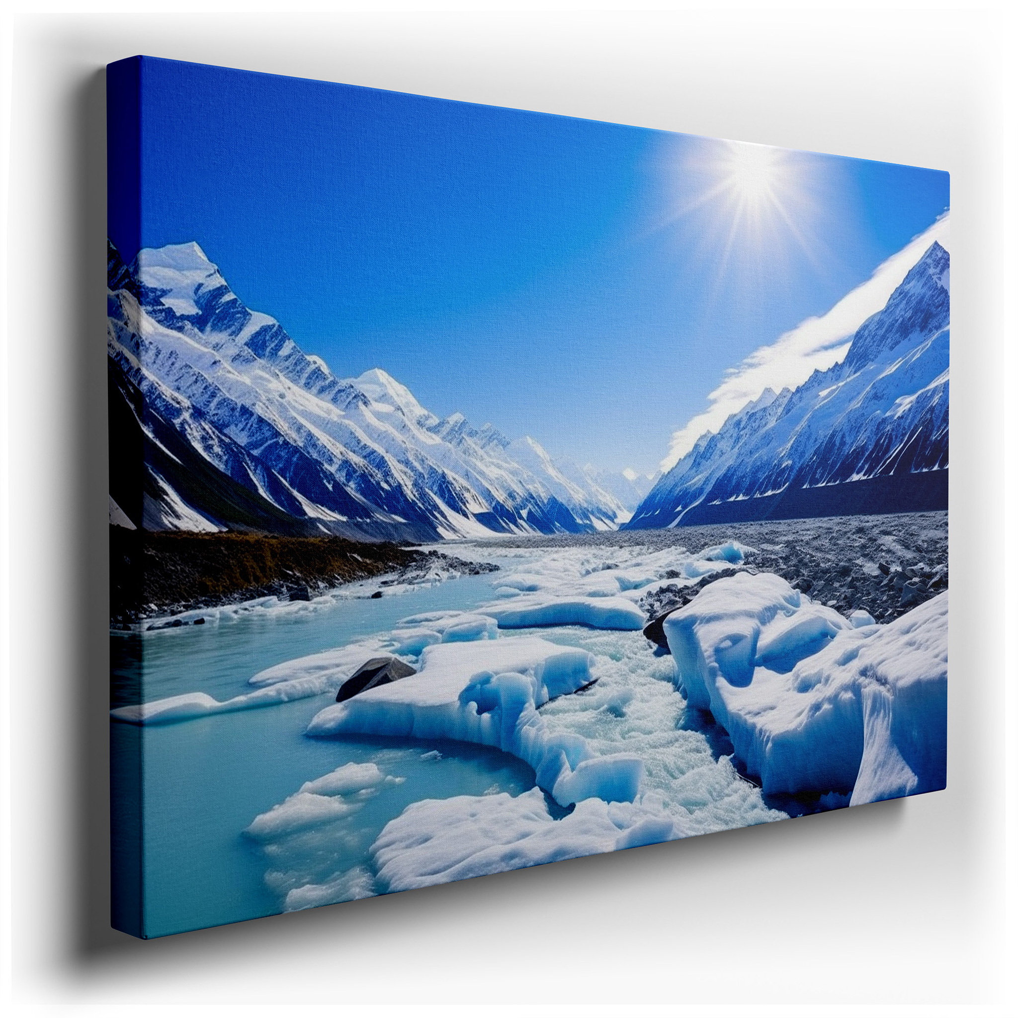 Ice and Sky Waltz in Hues at Dawn or Dusk: Reflecting Nature's Serene Grandeur - Large Wall Art, Canvas Wall Art, Wall