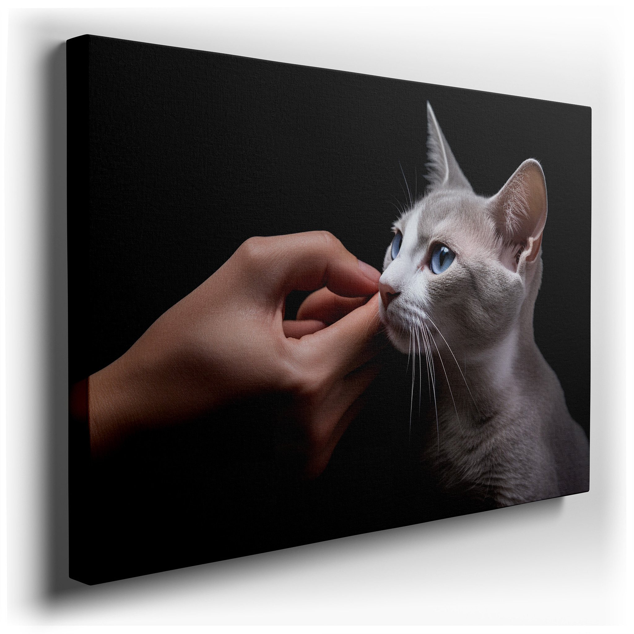 Intimate Moment of Friendship Between Cat and Owner Illustrated in Large Wall Art, Canvas Wall Art, Wall Art Decor,