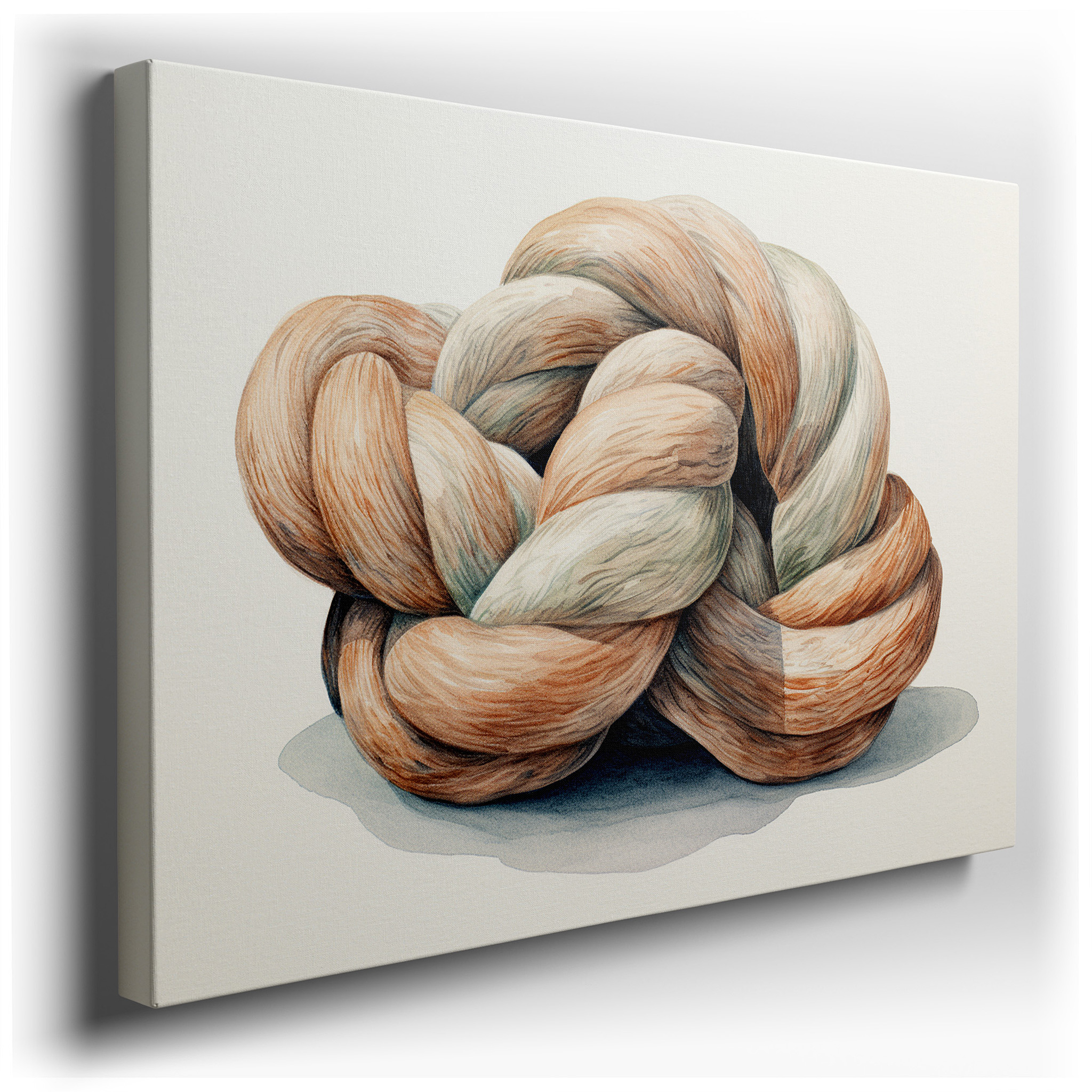 Intricate Rope Knot Canvas Art Representing Life's Connections - Ideal for Office and Bedroom Wall Decor wrapped canvas