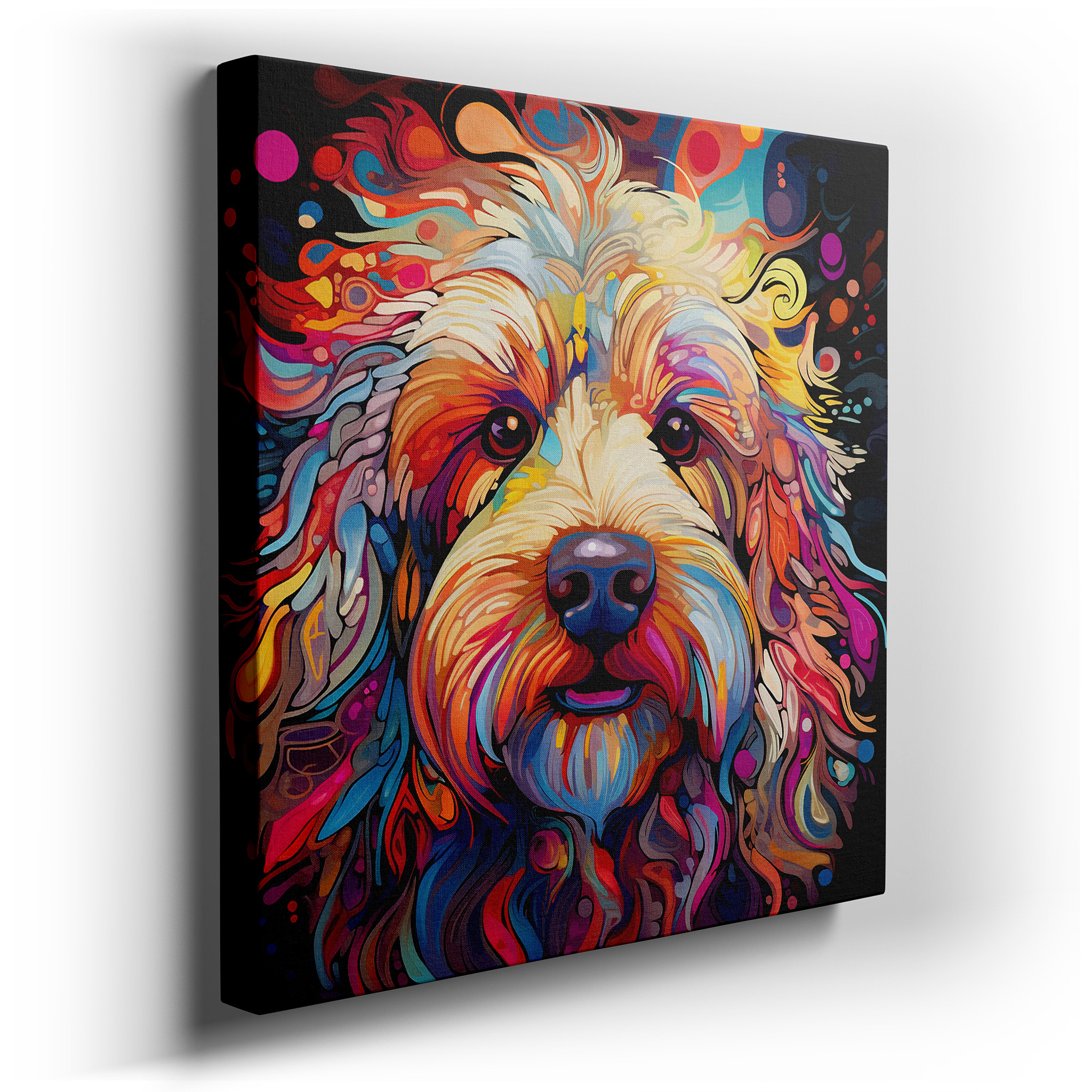 Joyful and Vibrant Dog Portrait: Large Canvas Wall Art for Home and Office Decor wrapped canvas - main product photo