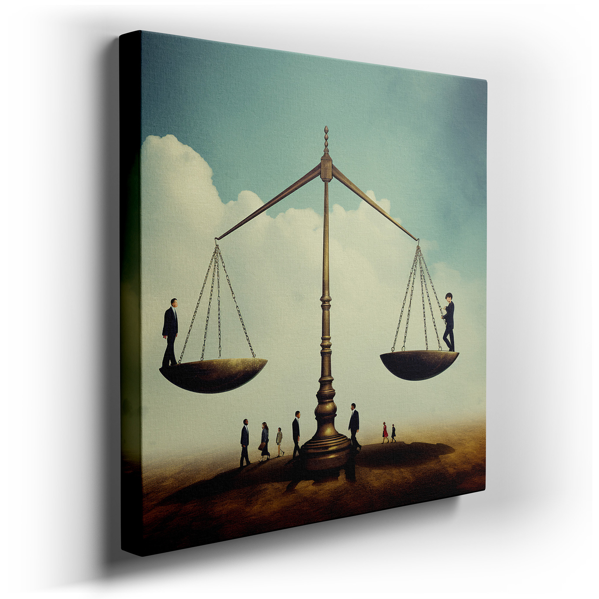 Justice and Equality Vision: Balancing Humanity Scales - Large Wall Art, Canvas Decor for Office, Bedroom, and Living