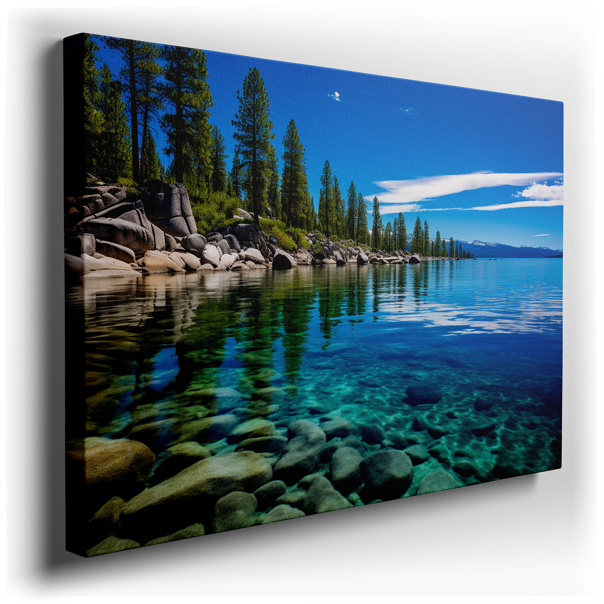 Lake Tahoe's Tranquil Waters, Verdant Foliage, and Rugged Coastlines - A Gateway to Serene Beauty Large Wall Art,