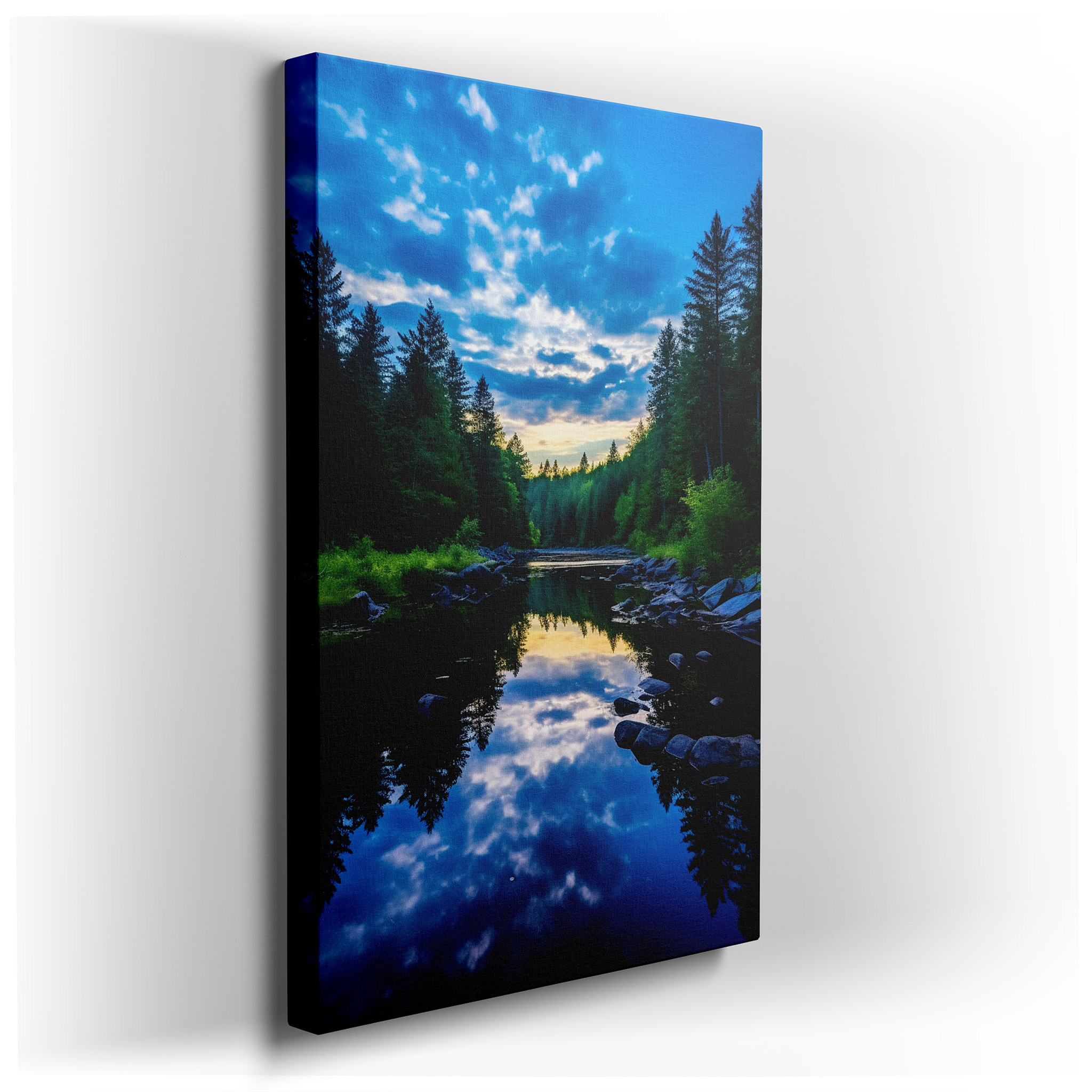 Lakeside Serenity: A Vibrant Nature Symphony - Large Canvas Wall Art for Living Room, Bedroom, or Office Decor wrapped
