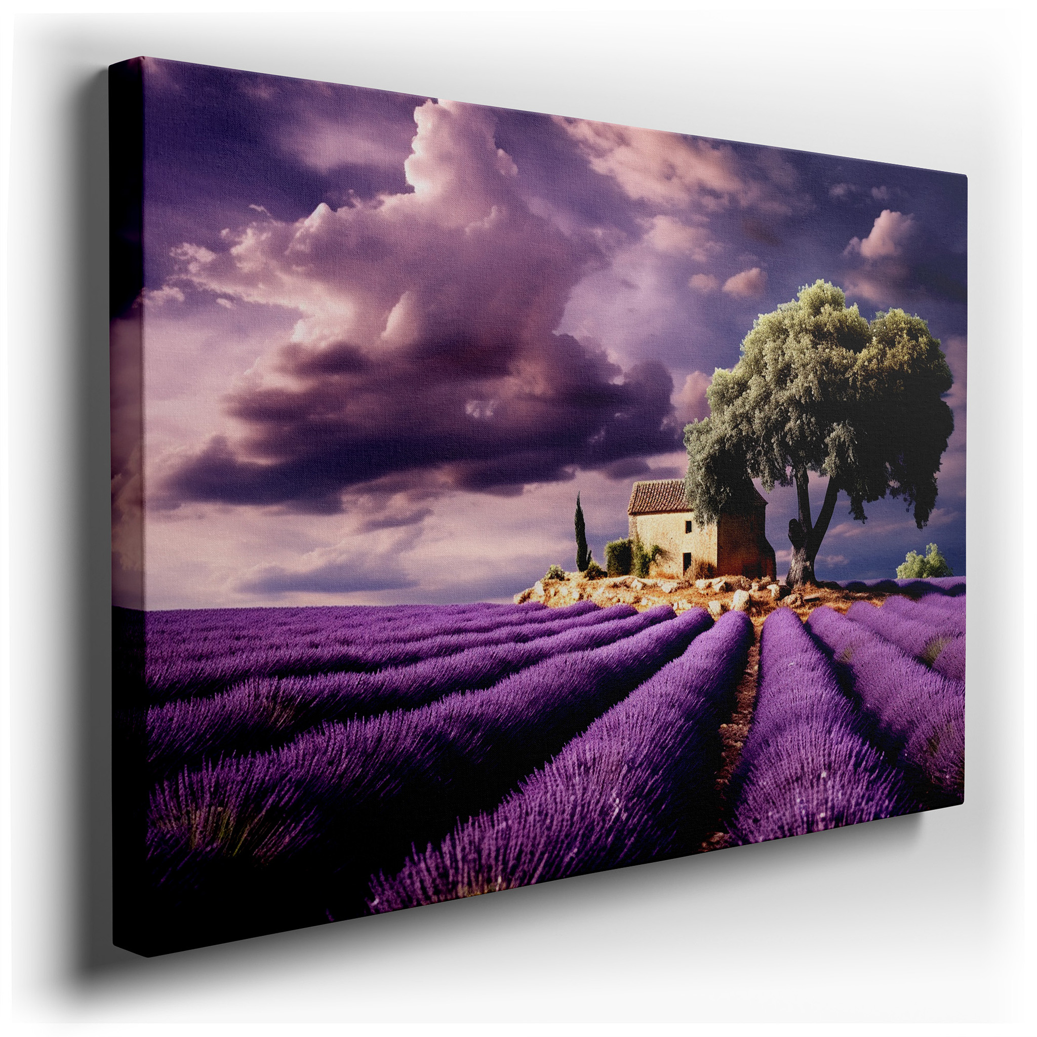 Lavender Fields and Rustic Charm: A Peaceful Nature Retreat - Large Wall Art, Canvas Wall Art, Wall Decor for Office