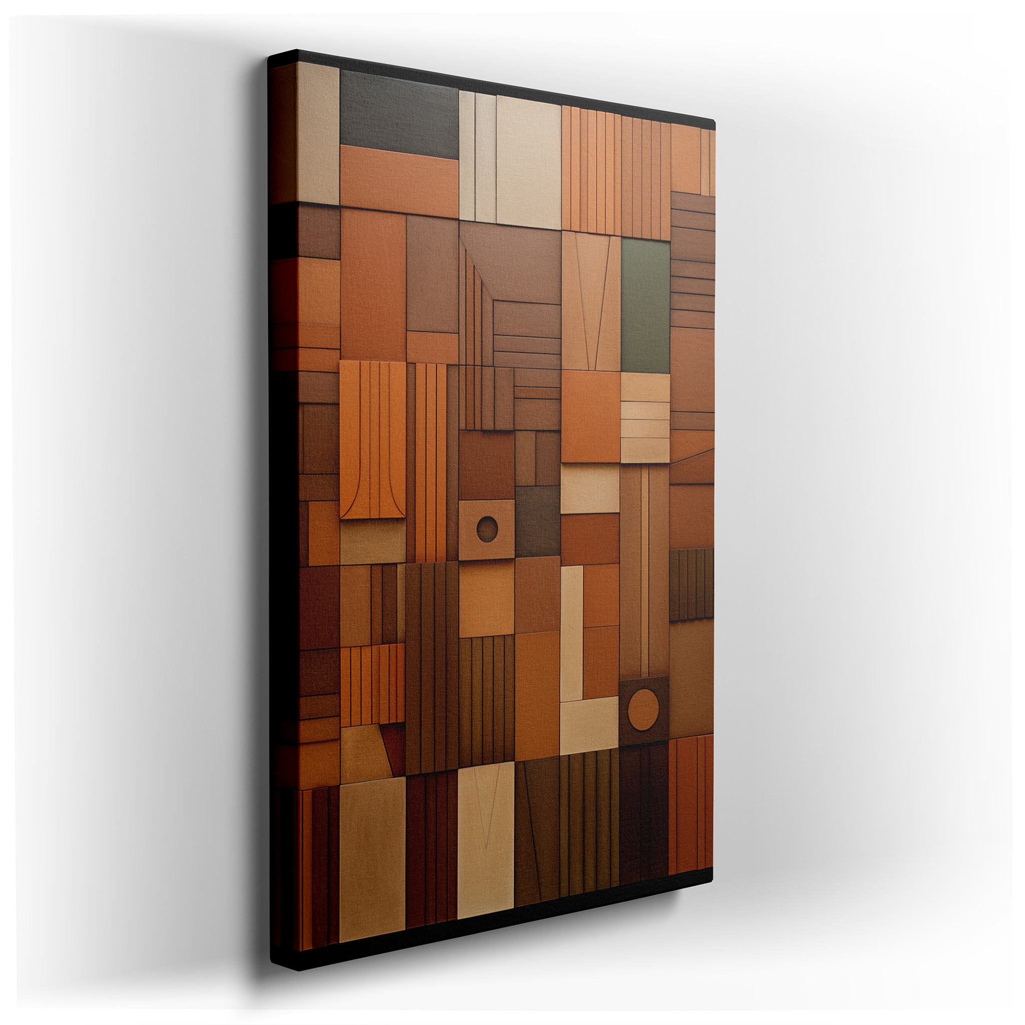 Leather Textured Elegance: A Symphony of Earthy Tones and Artisan Craftsmanship - Large Canvas Wall Art for Office