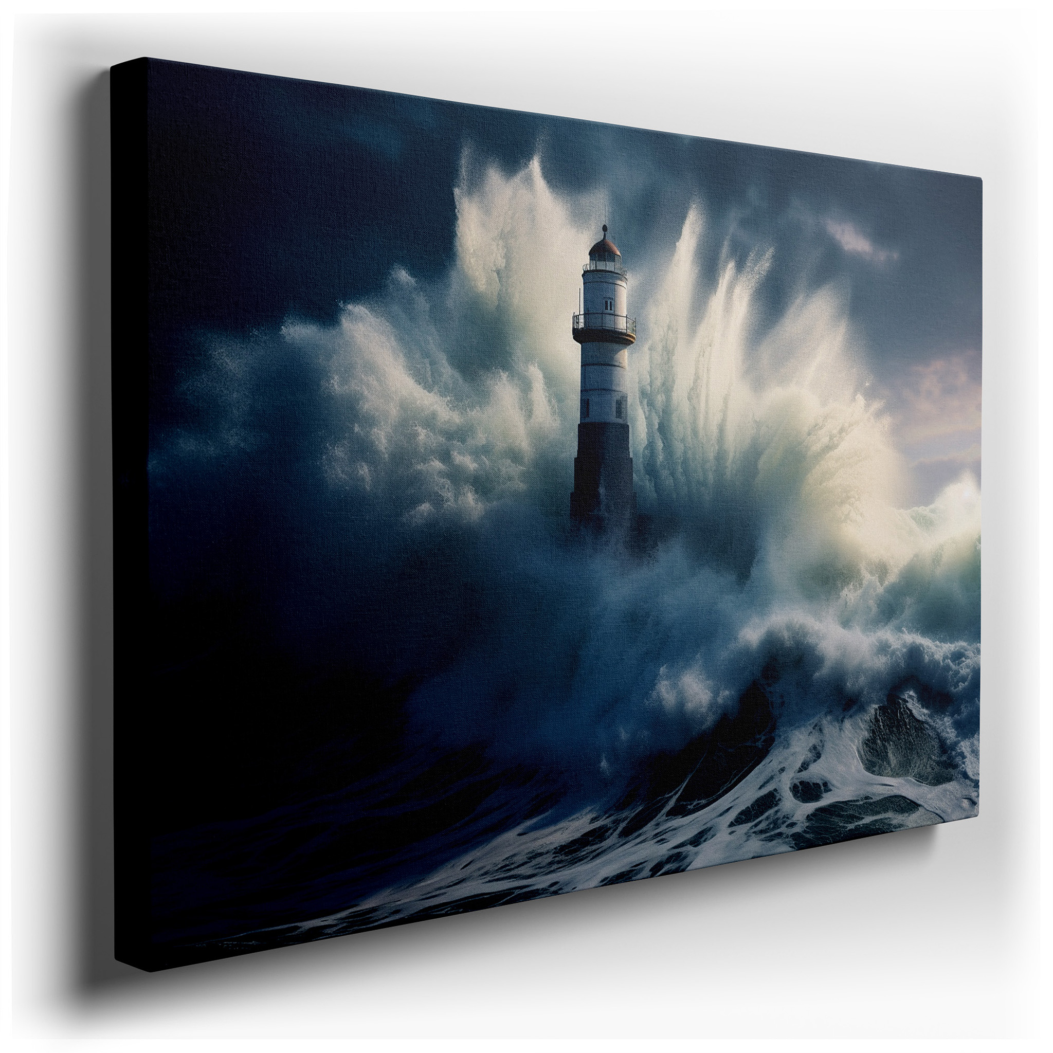 Lighthouse Amidst Nature's Fury Wall Art - Symbolizing Resilience and Hope, Perfect for Office, Bedroom, and Home