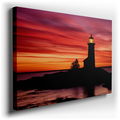 Lighthouse Beacon at Sunset - Coastal Canvas Wall Art