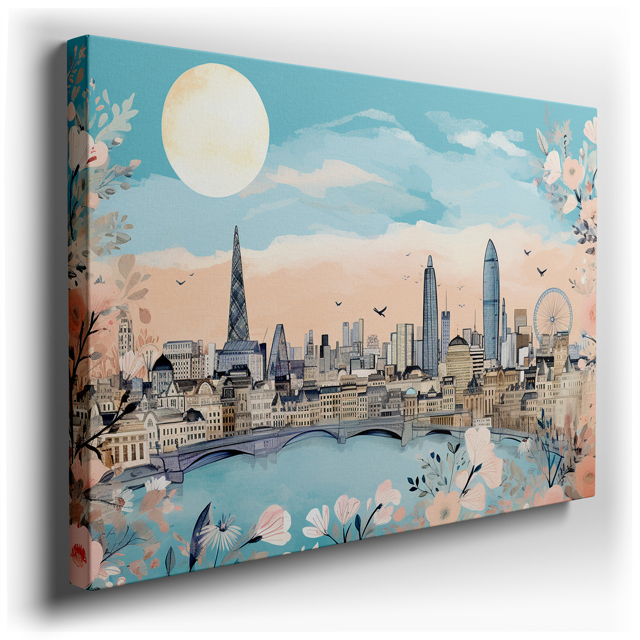 London's Skyline and Nature's Charm: A Perfect Fusion of Urban Splendor and Botanical Peace - Large Wall Art, Canvas
