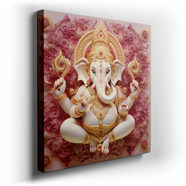 Lord Ganesh - Contemporary Gold Canvas Wall Art