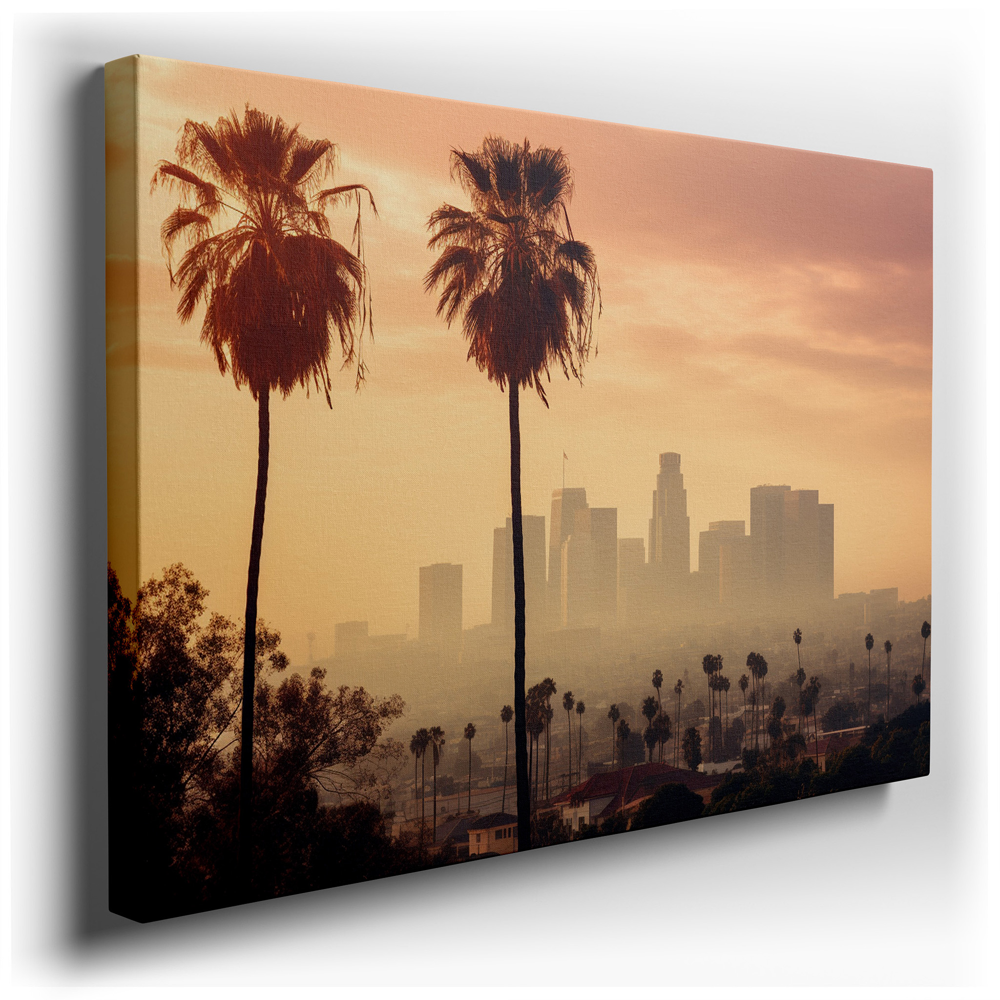 Los Angeles Sunset Wall Art: Serene City and Nature Fusion - Large Canvas for Home and Office Decor, Perfect for Living
