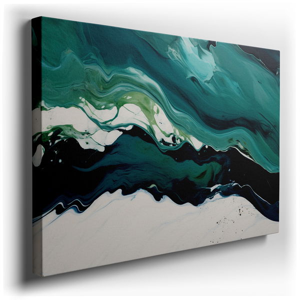 Lush Green Waves - Abstract Canvas Wall Art for Tranquil Spaces