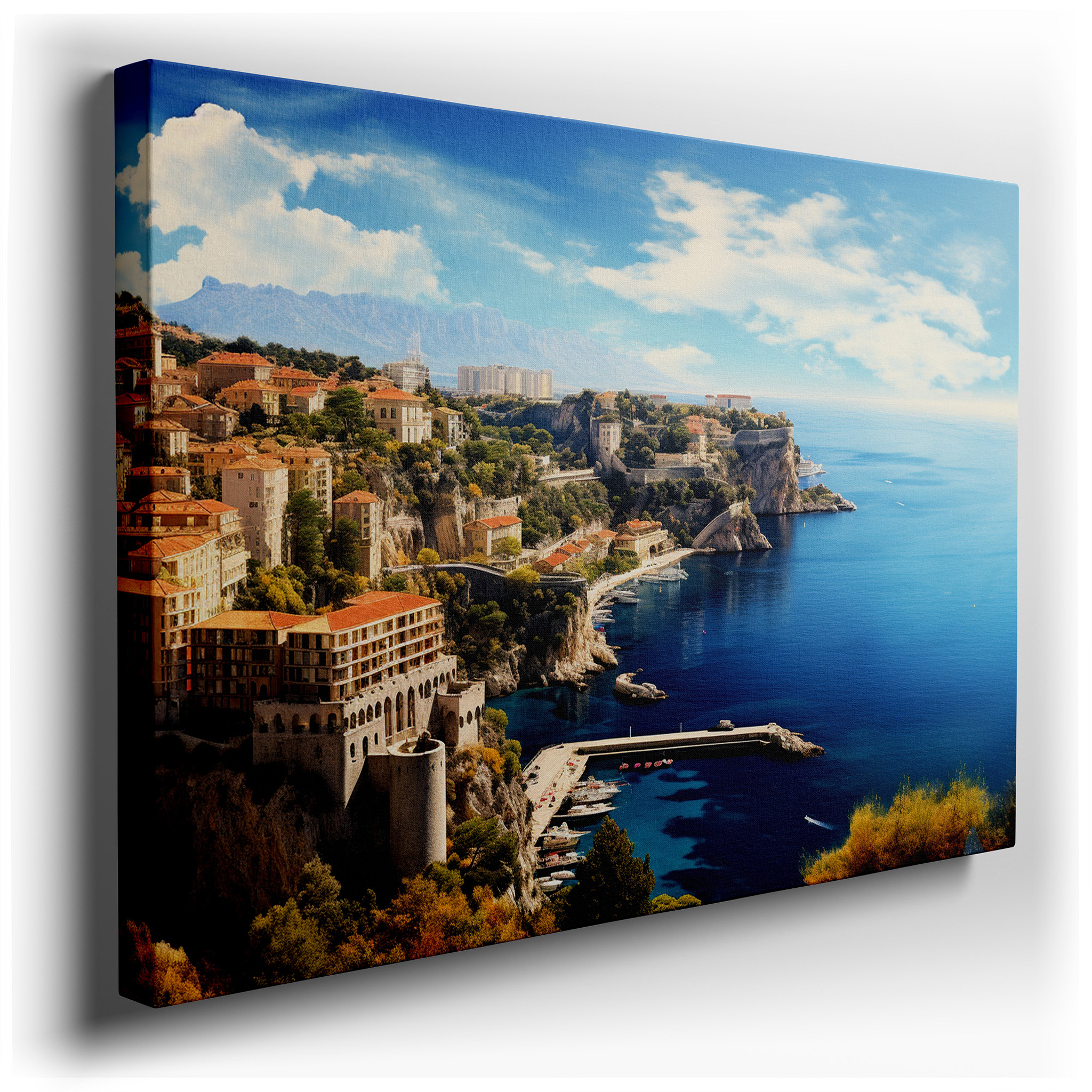 Luxurious Coastal Elegance Meets Wild Nature in a Cliffside Mediterranean Vista: Large Wall Art, Canvas Wall Art, Wall