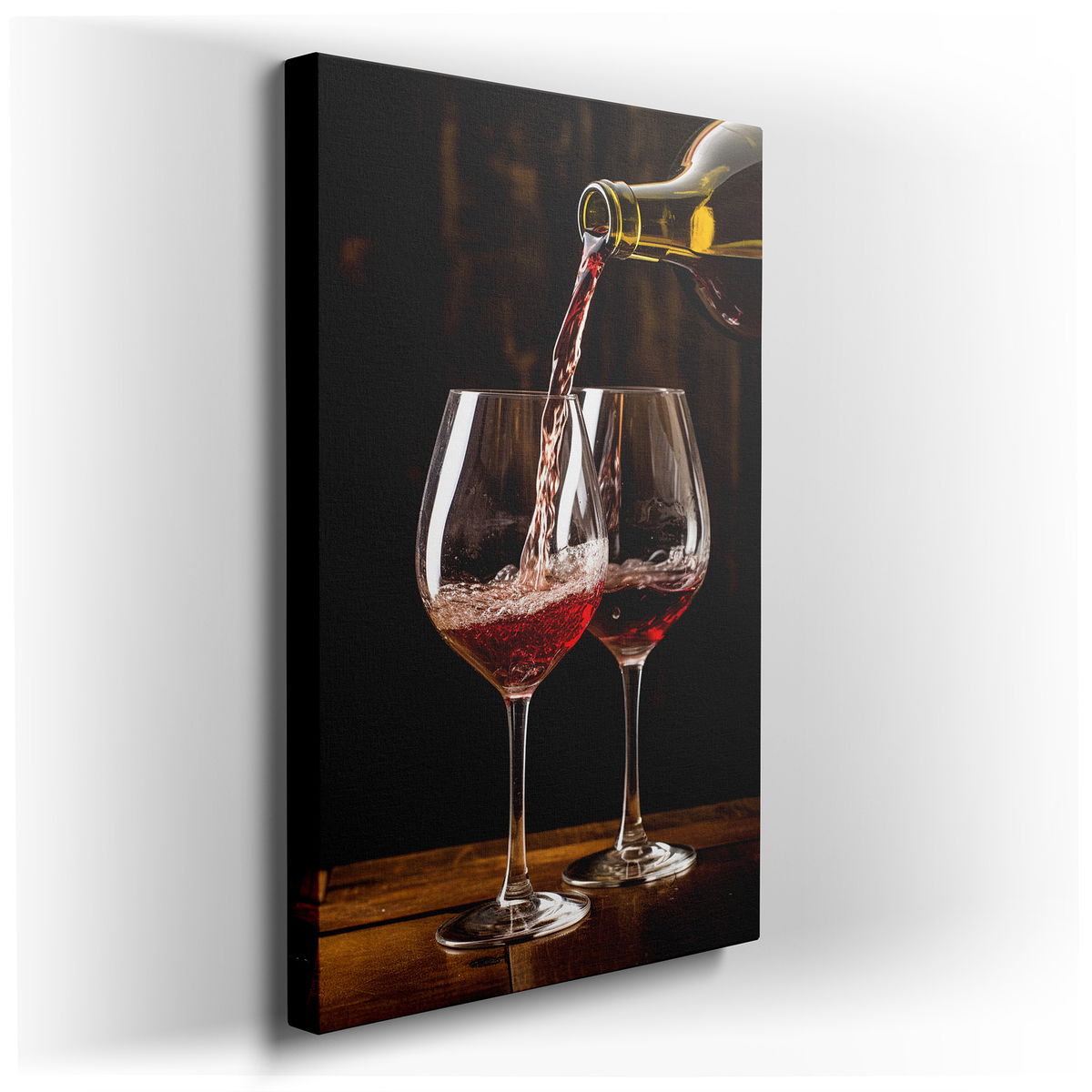 Red Wine Pouring into Elegant Glasses - Luxurious Canvas Wall Art
