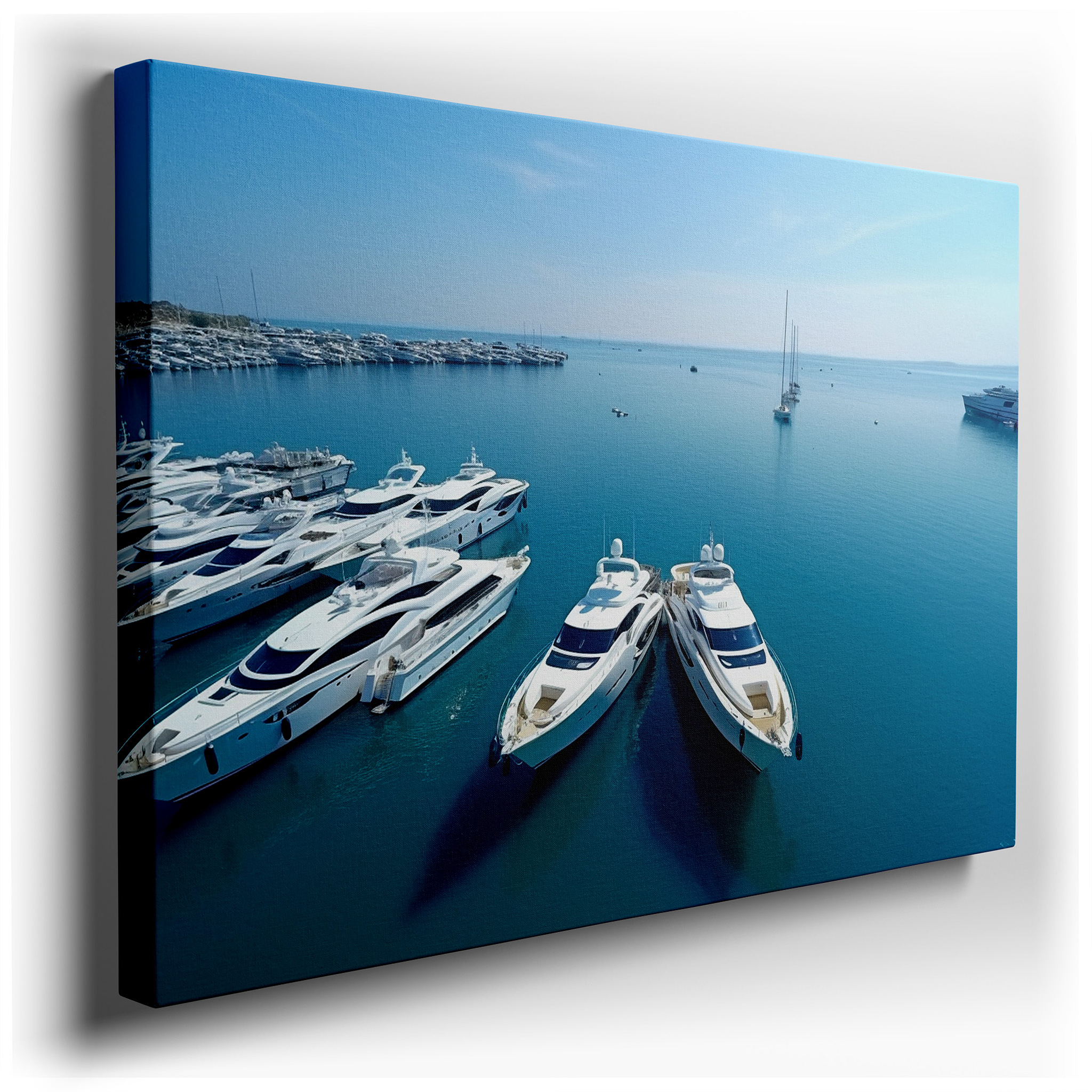 Luxurious Yachts in Crystal - Clear Waters Reflecting Serenity and Opulence - Large Wall Art, Canvas Wall Art, Wall Art